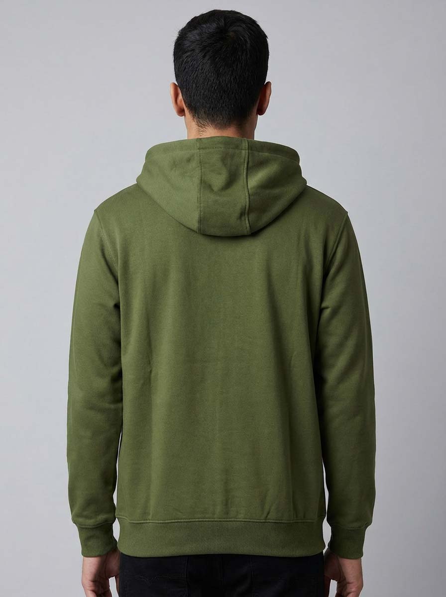 Olive Basic Cotton Hoodie - #505