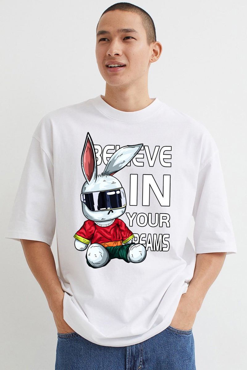 Believe In Your Dreams White Over Size T-Shirt