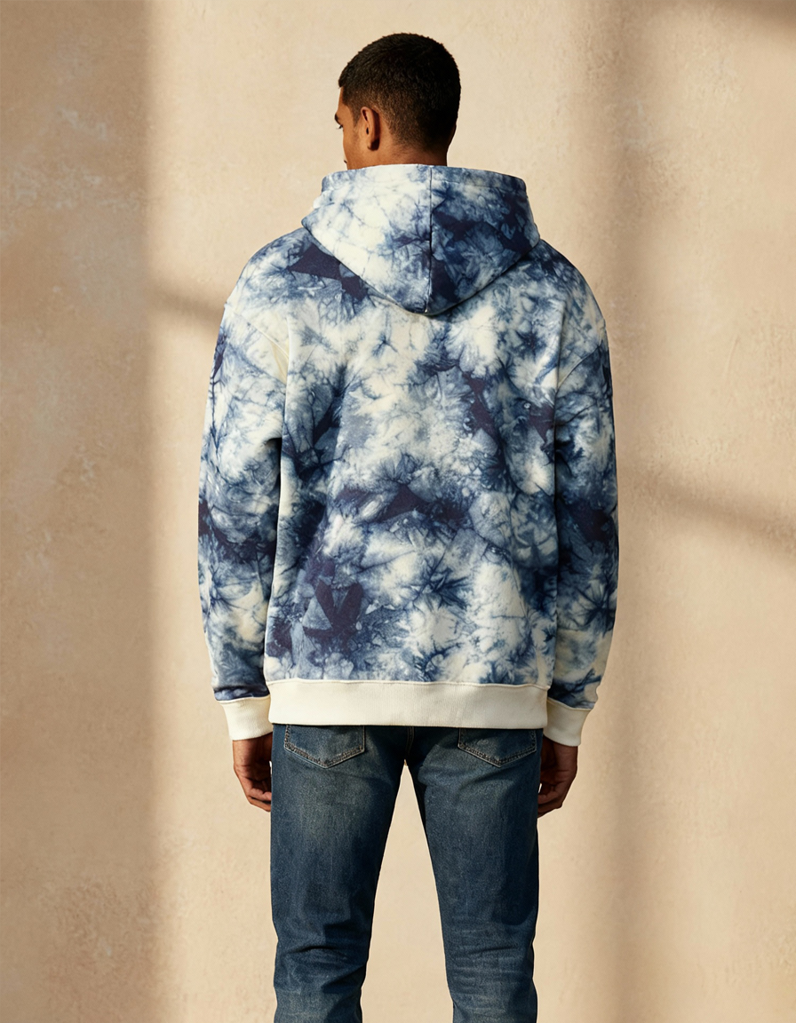 Blue White Tie-Dye Hoodie