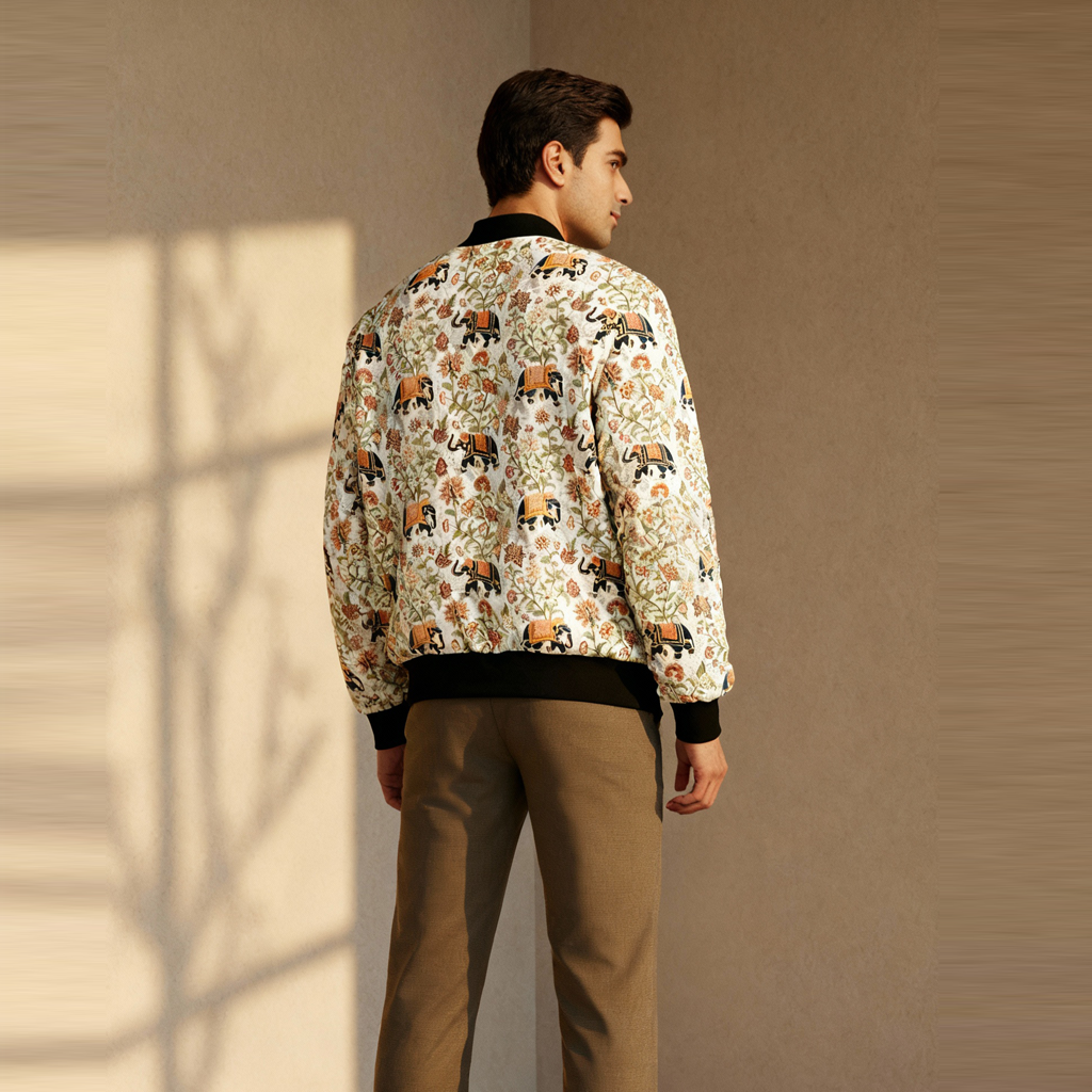 Classic Elephant Art Bomber Jacket Back