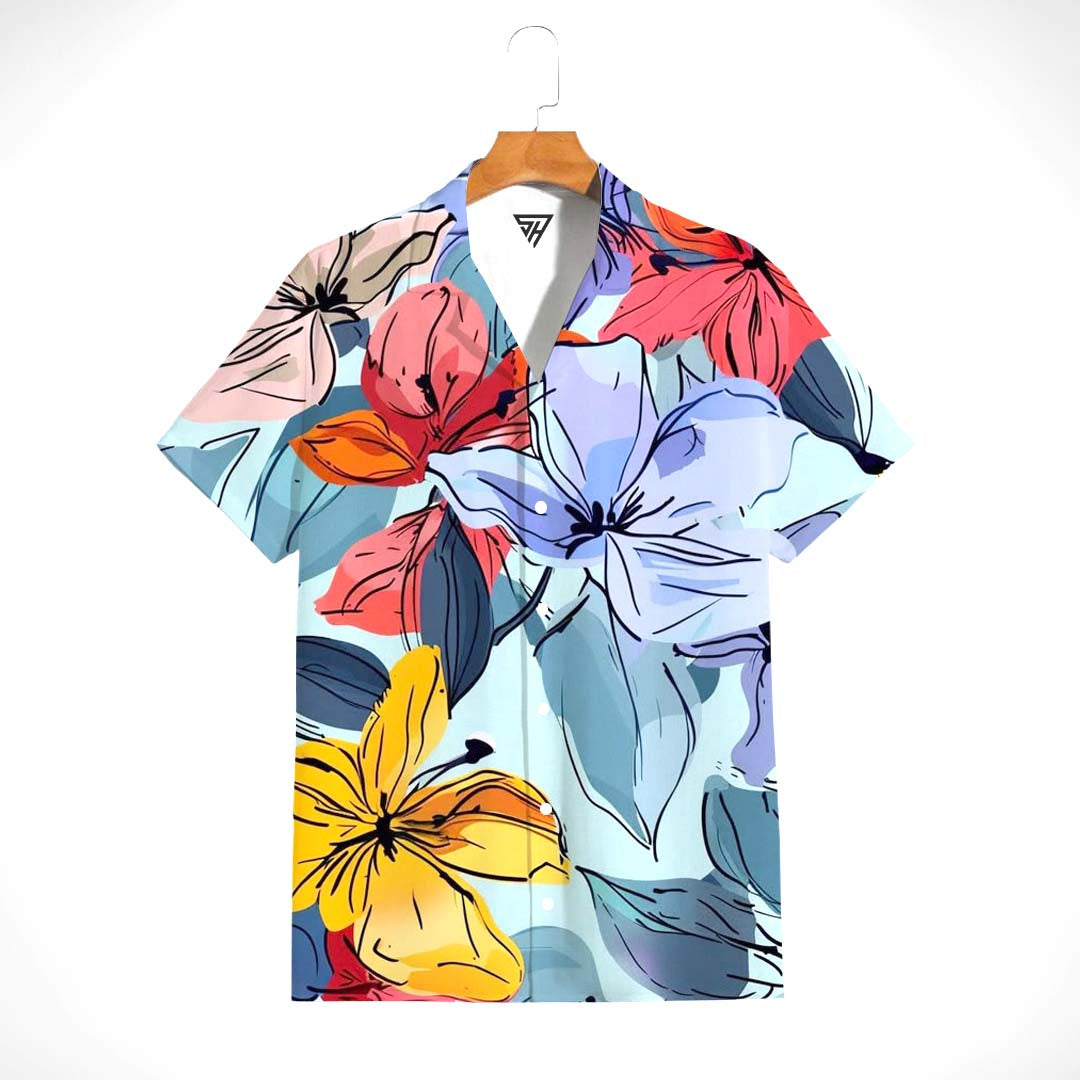 Colorful Flowers Printed Shirt