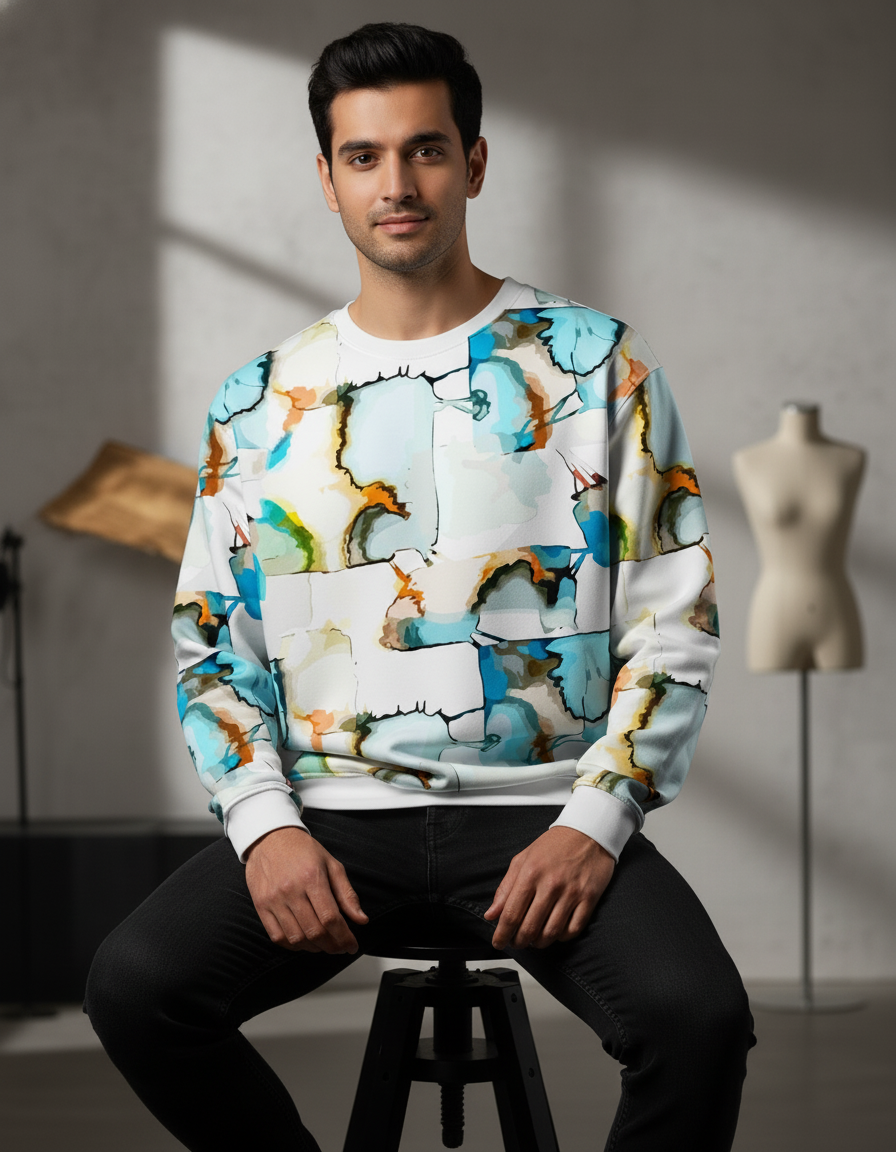 Colorful Abstract Printed Sweatshirt – SQUIREHOOD