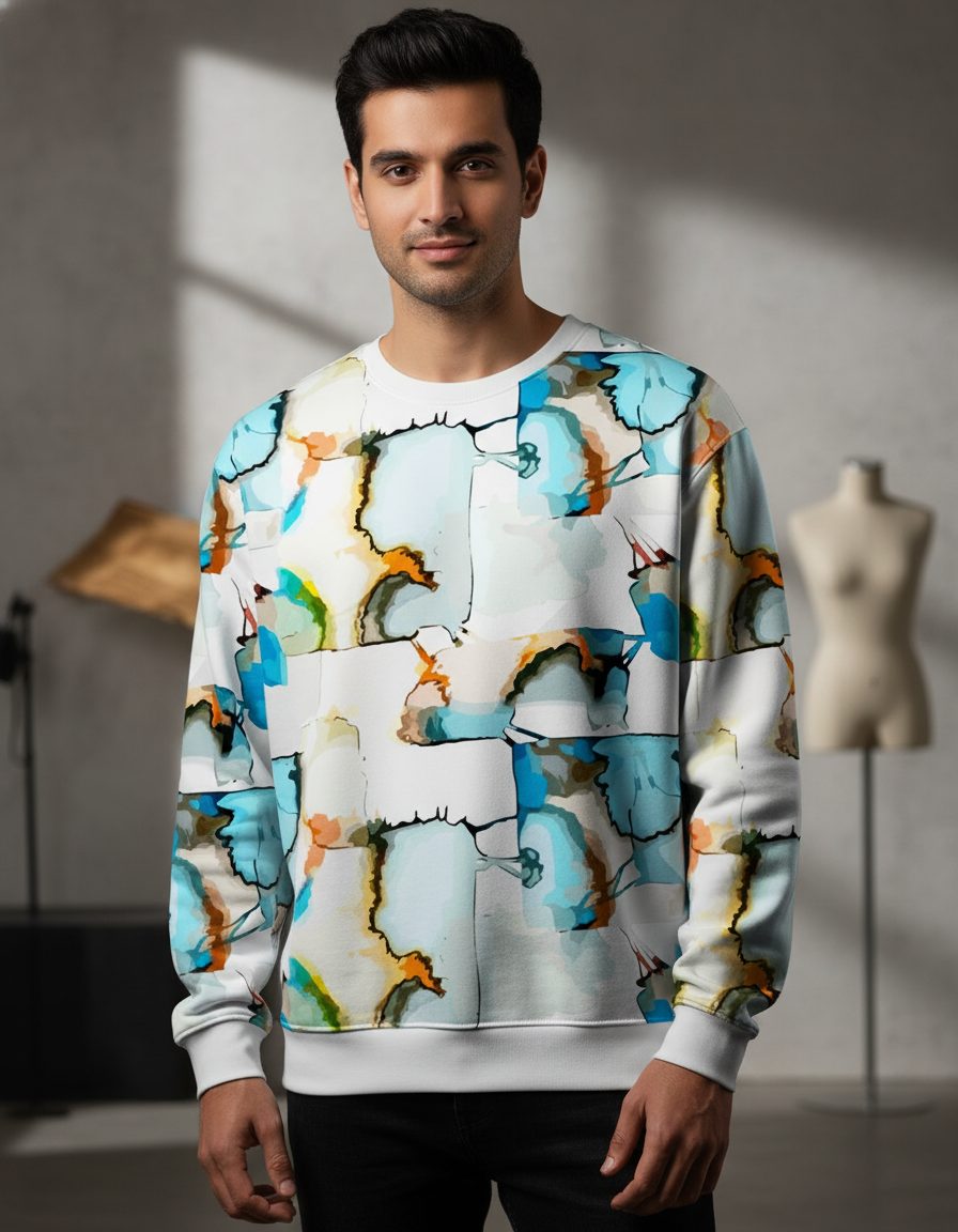 Colorful Abstract Printed Sweatshirt – SQUIREHOOD