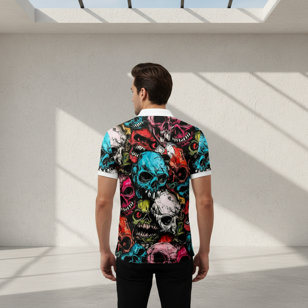 Colorfull Skull Polo T-Shirt