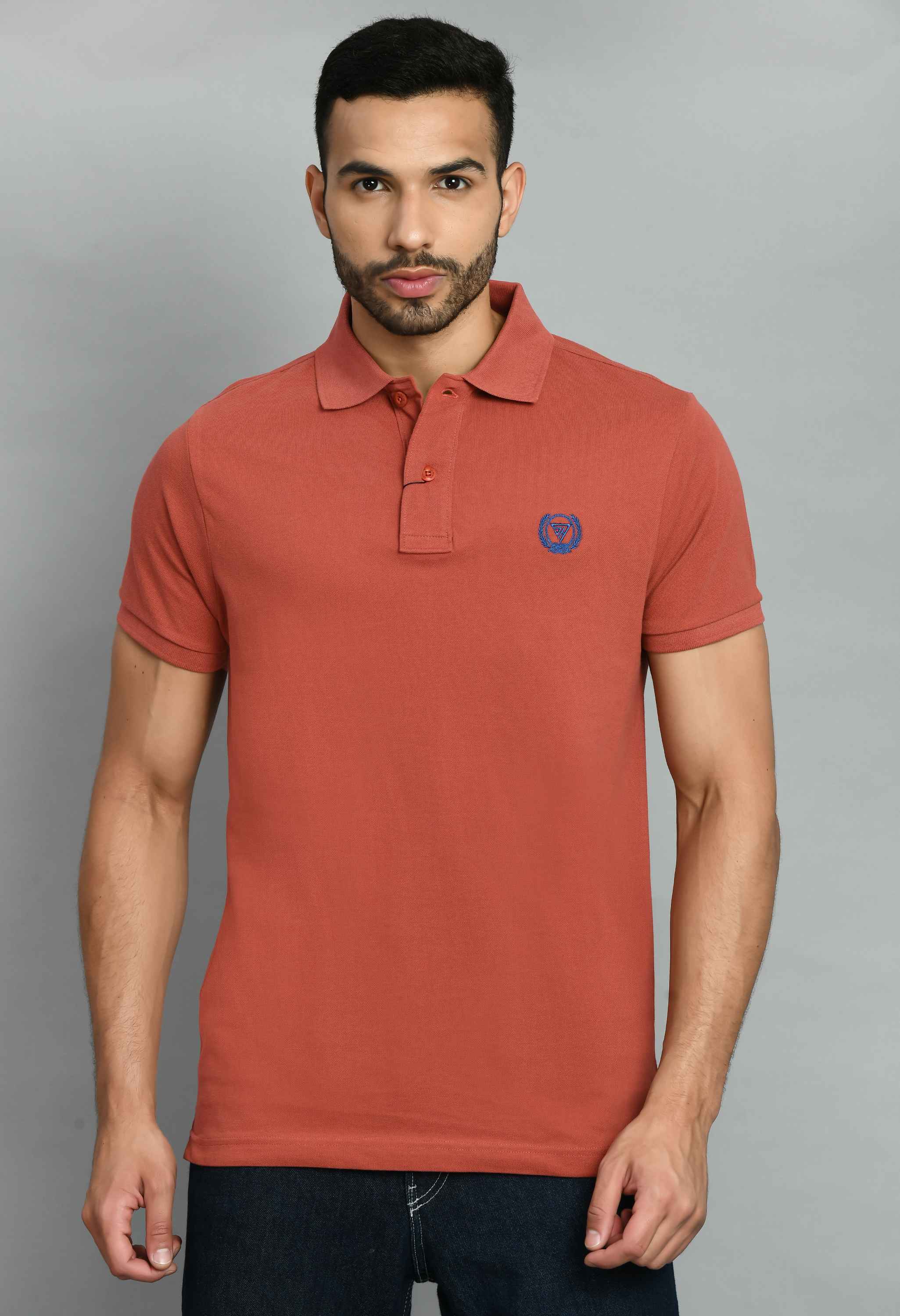 Men's Solid Rust Smart Fit Polo T-Shirt
