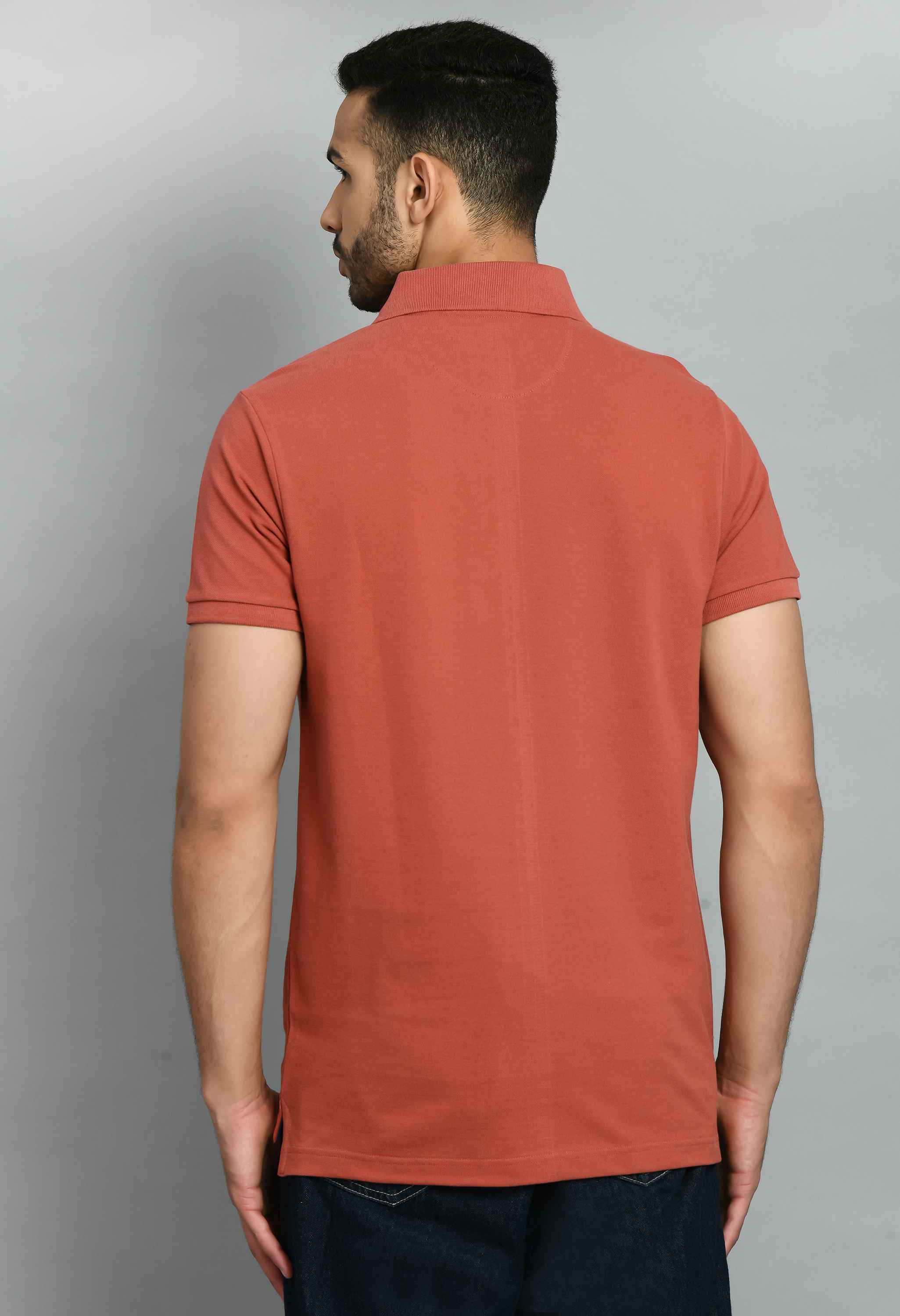 Men's Solid Rust Smart Fit Polo T-Shirt