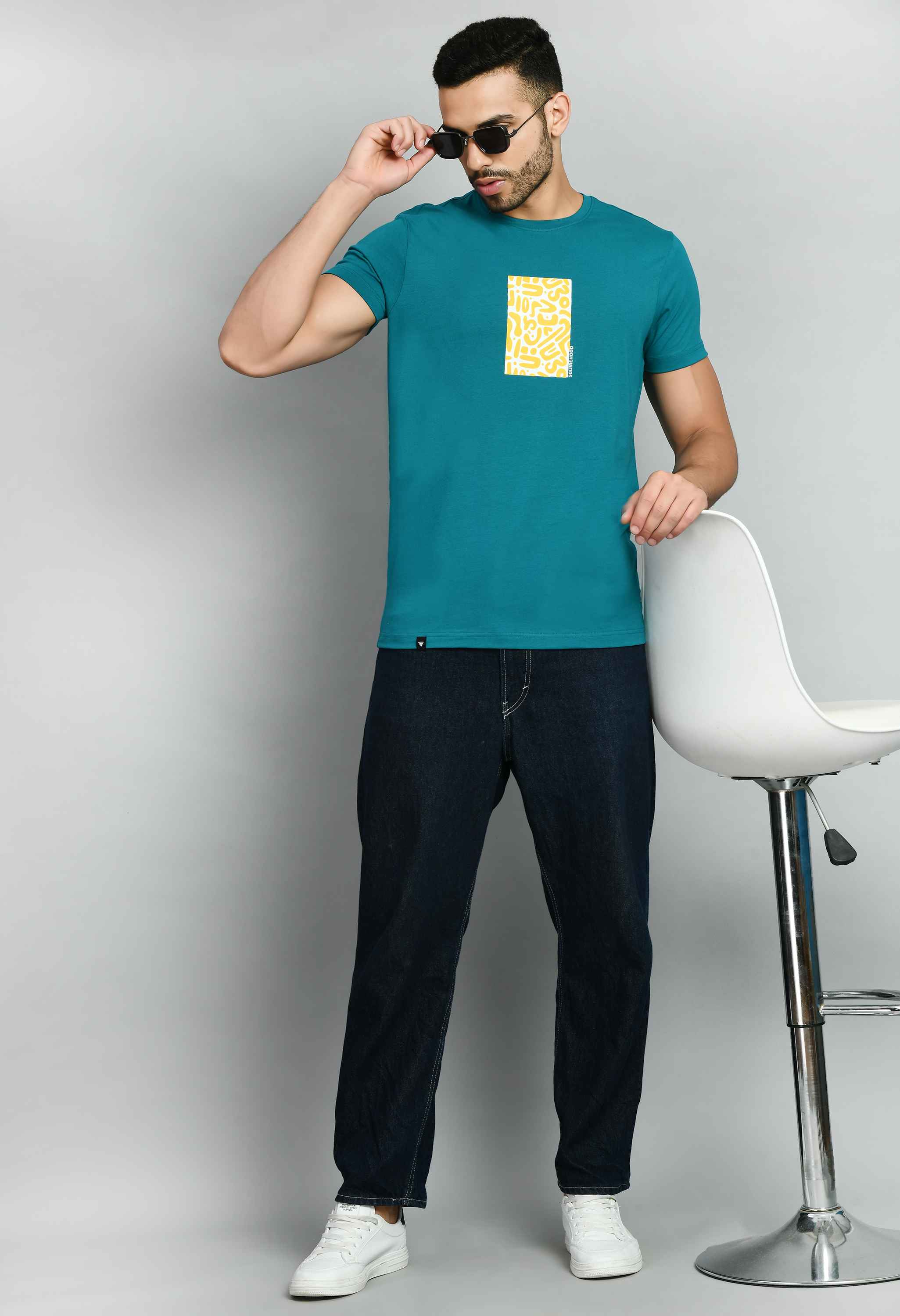 Men's Tint Blue Lycra Smart Fit T-Shirt - SQUIREHOOD