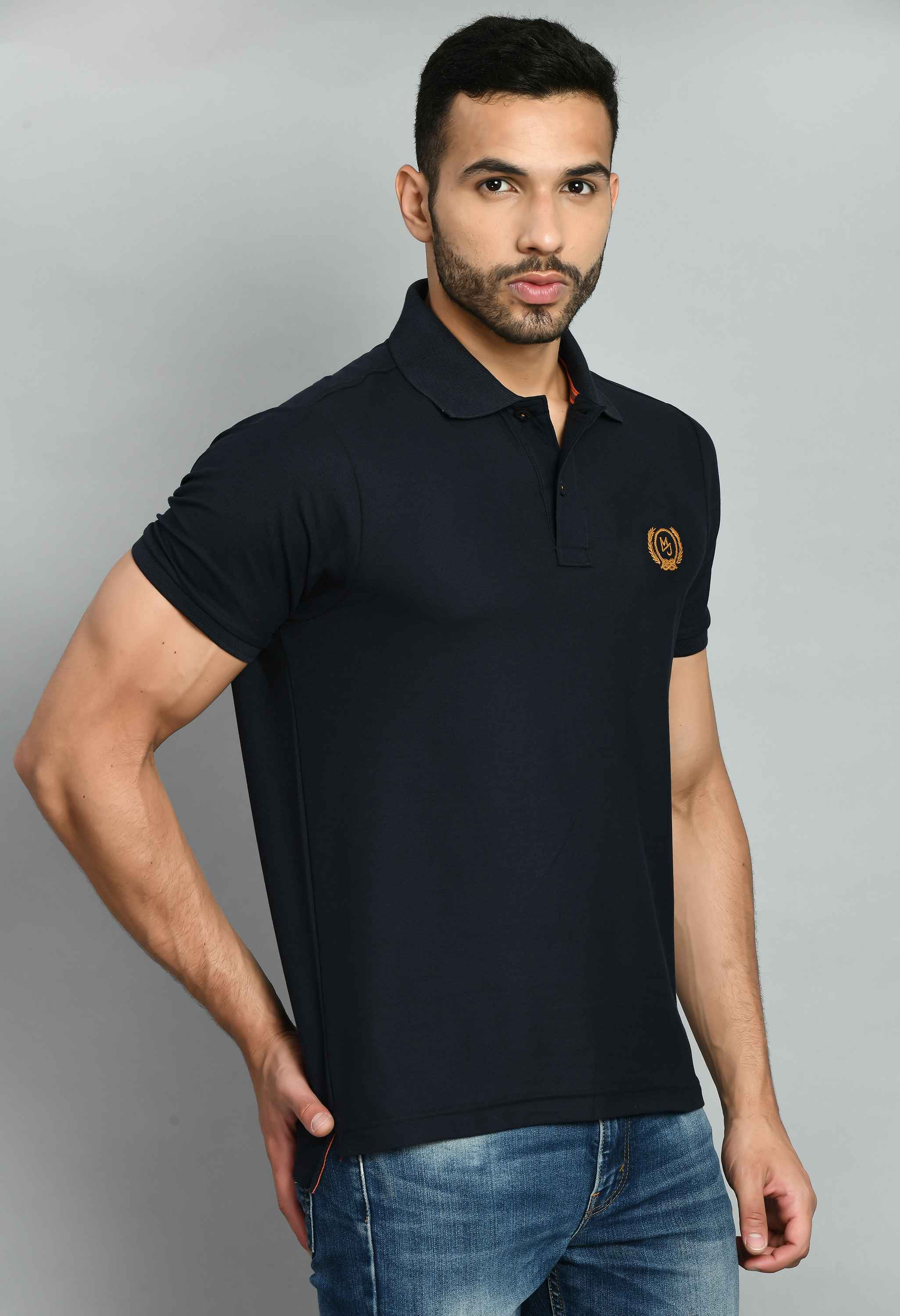 Men's Solid Black Smart Fit Polo T-Shirt