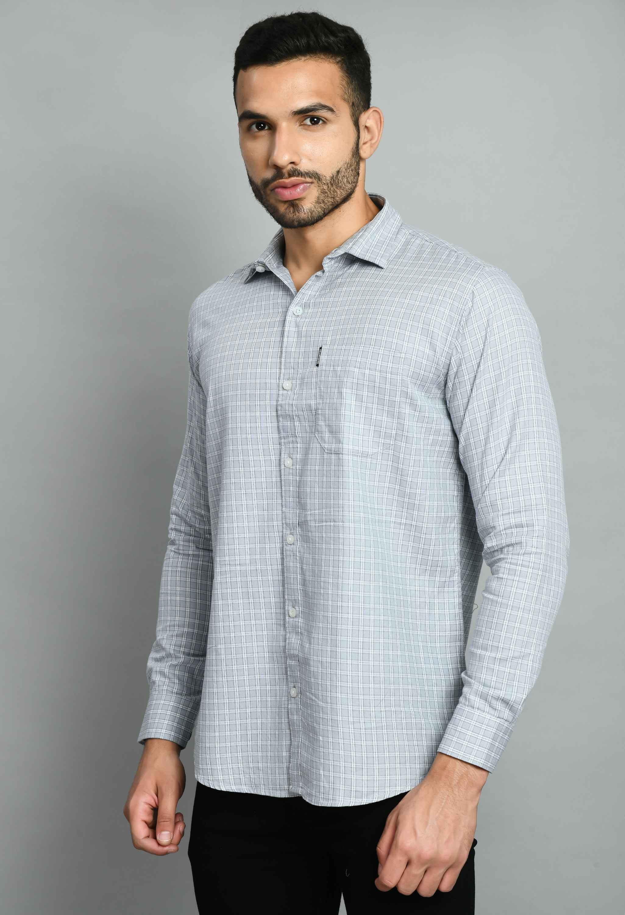 Men's Gray Casual Smart Fit Shirt - SQUIREHOOD