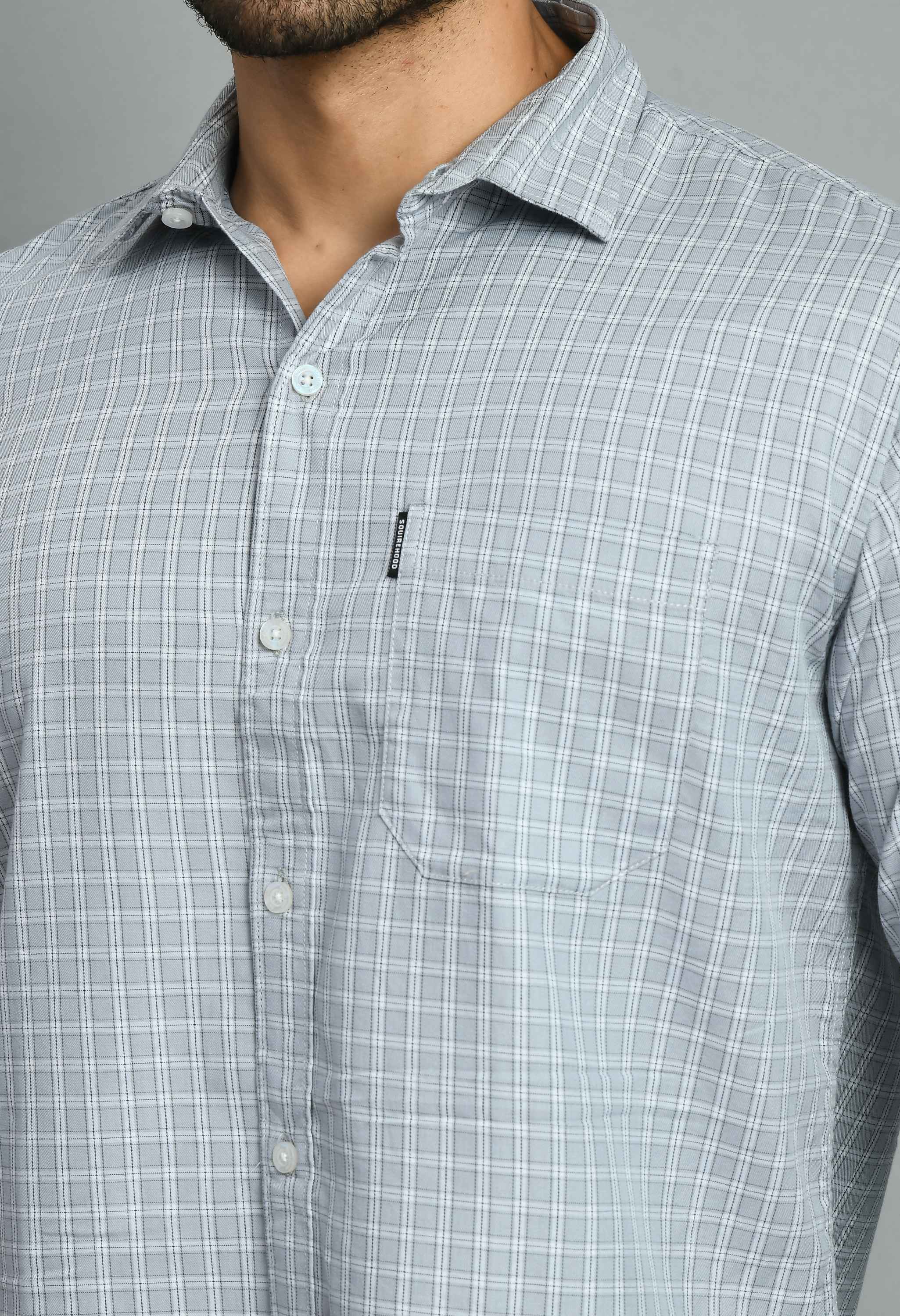 Men's Gray Casual Smart Fit Shirt - SQUIREHOOD