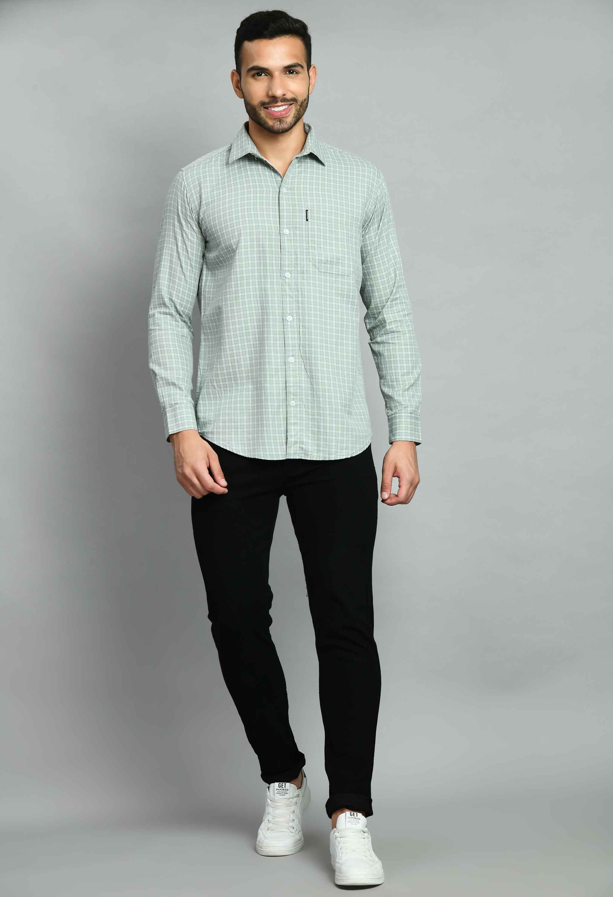 Smart Fit Mint Green Casual Shirt for Mens