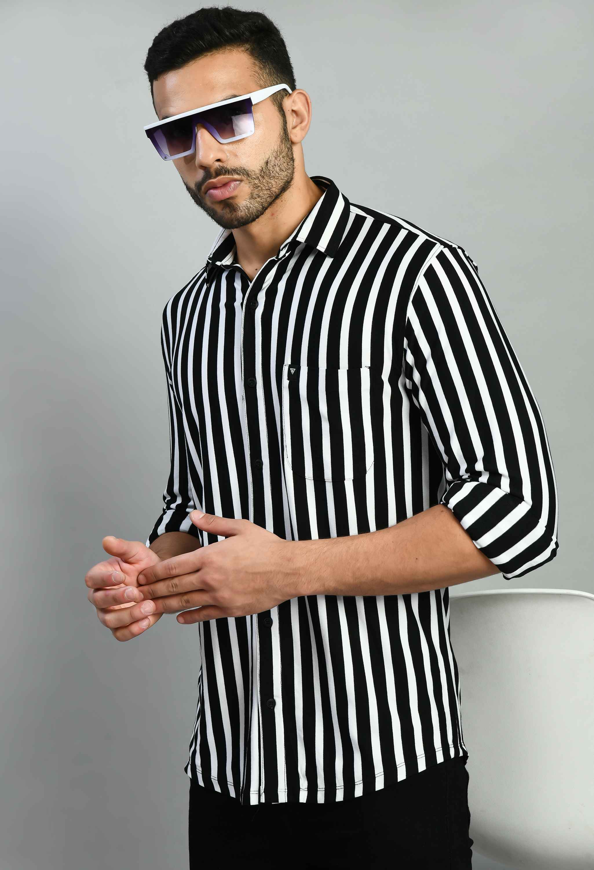 Black and White Casual Shirt for Men