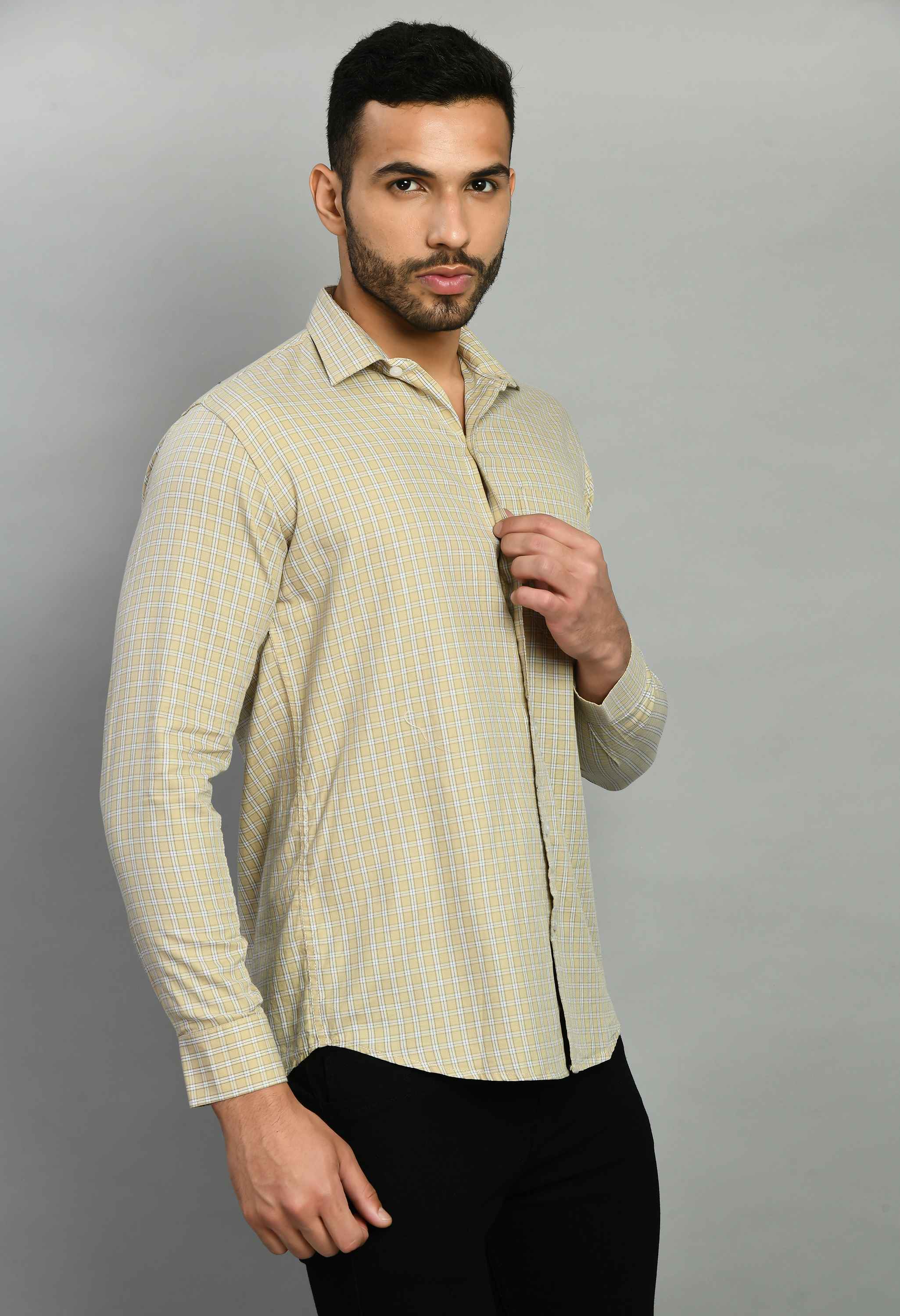 Men's Beige Full Sleeve Casual Shirt - SQUIREHOOD