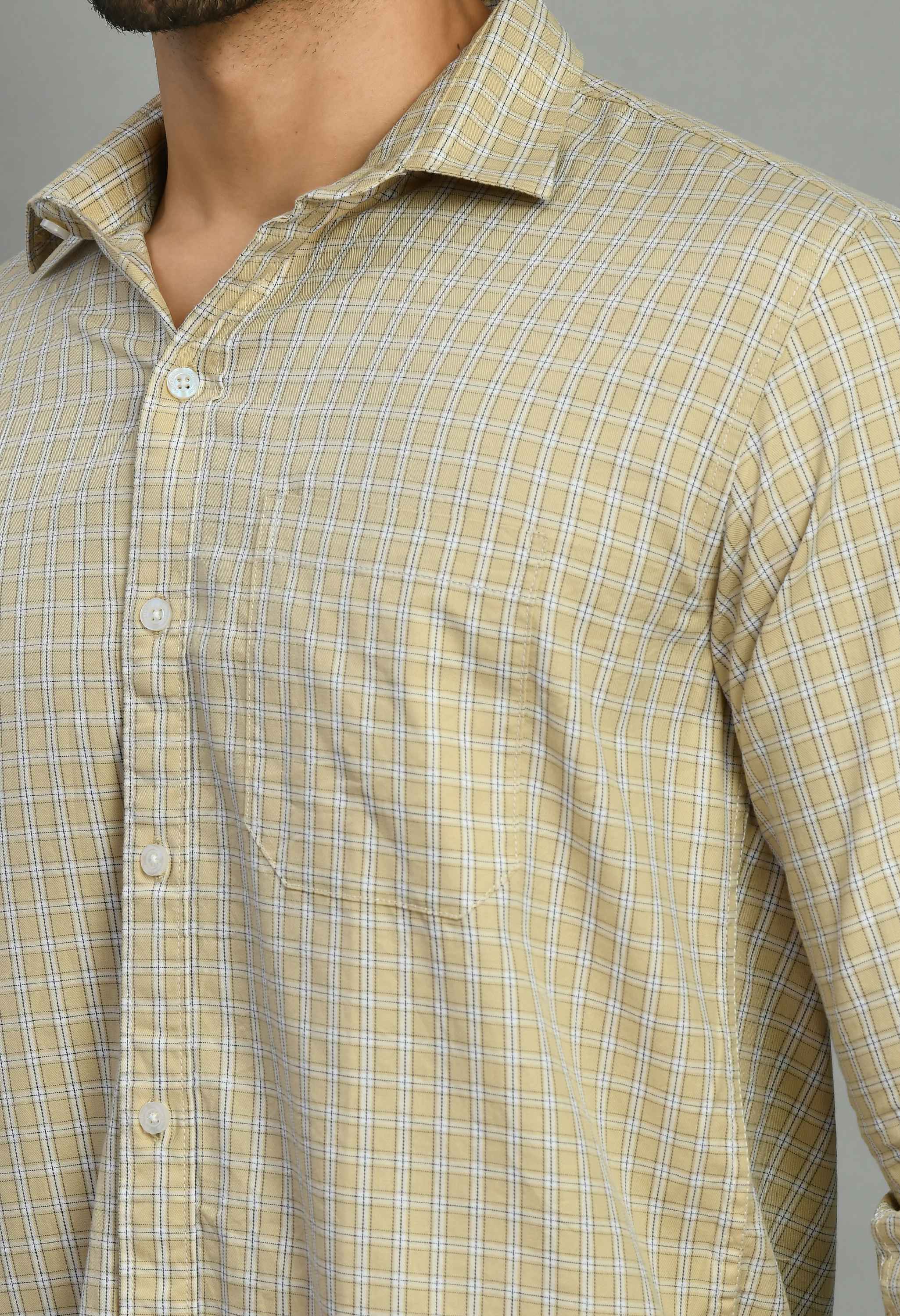 Men's Beige Full Sleeve Casual Shirt