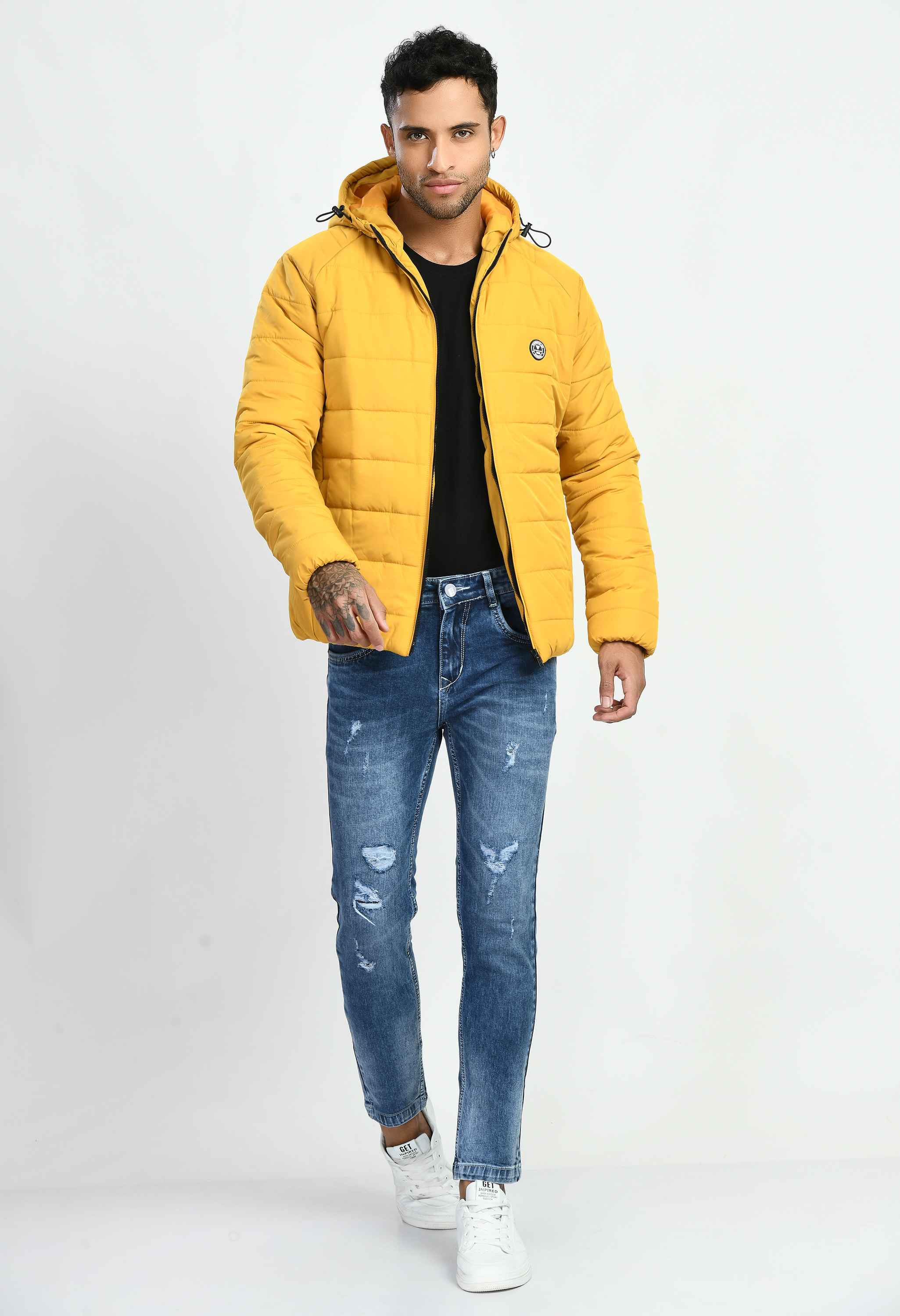 Mustard Hood Bomber Jacket - SQUIREHOOD