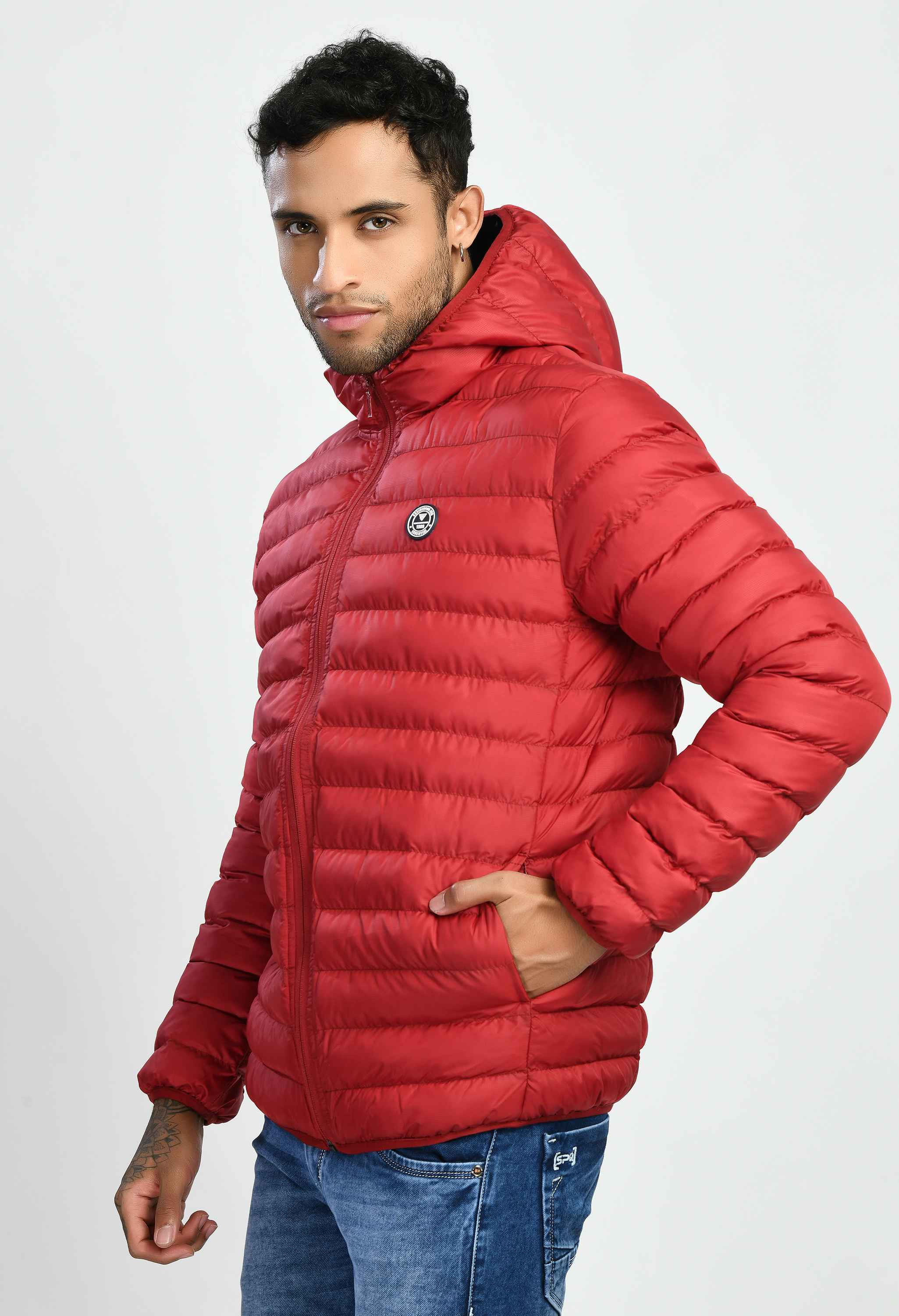 Maroon Dobby Quilted Bomber Jacket - SQUIREHOOD
