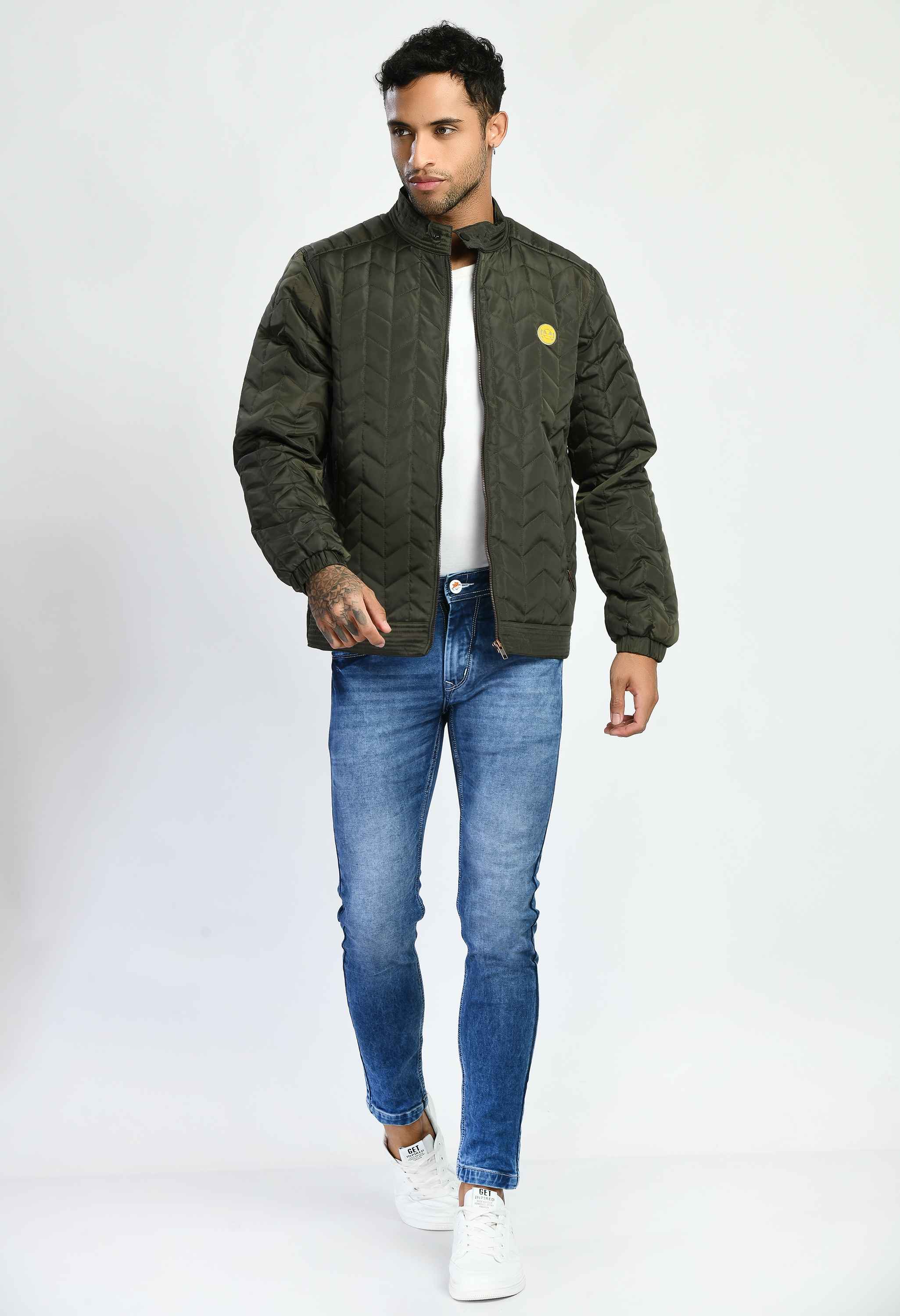Olive Quilted Bomber Jacket - SQUIREHOOD