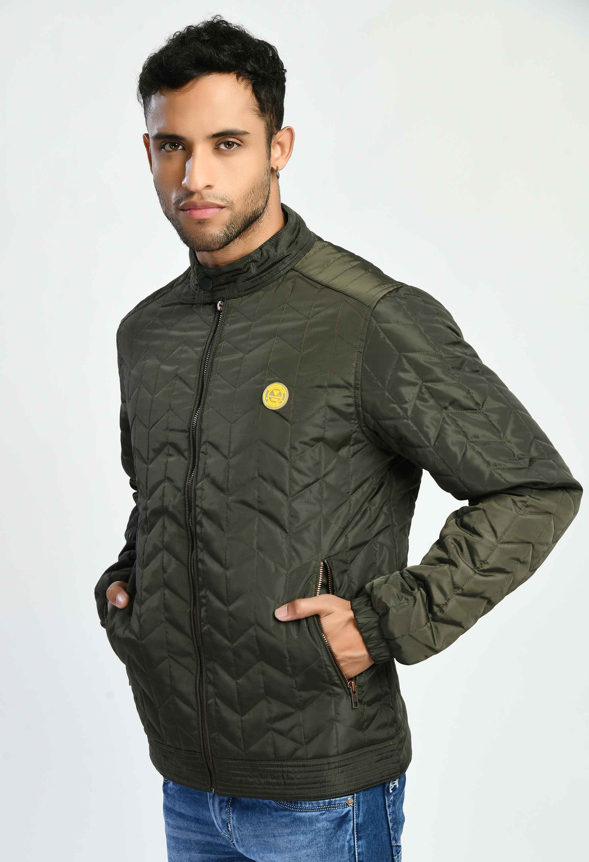 Olive Quilted Bomber Jacket - SQUIREHOOD