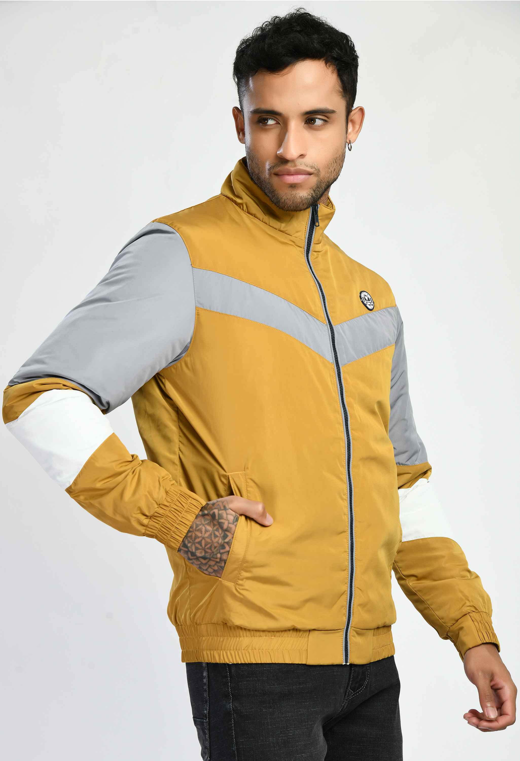 Mustard Quilted Bomber Jacket