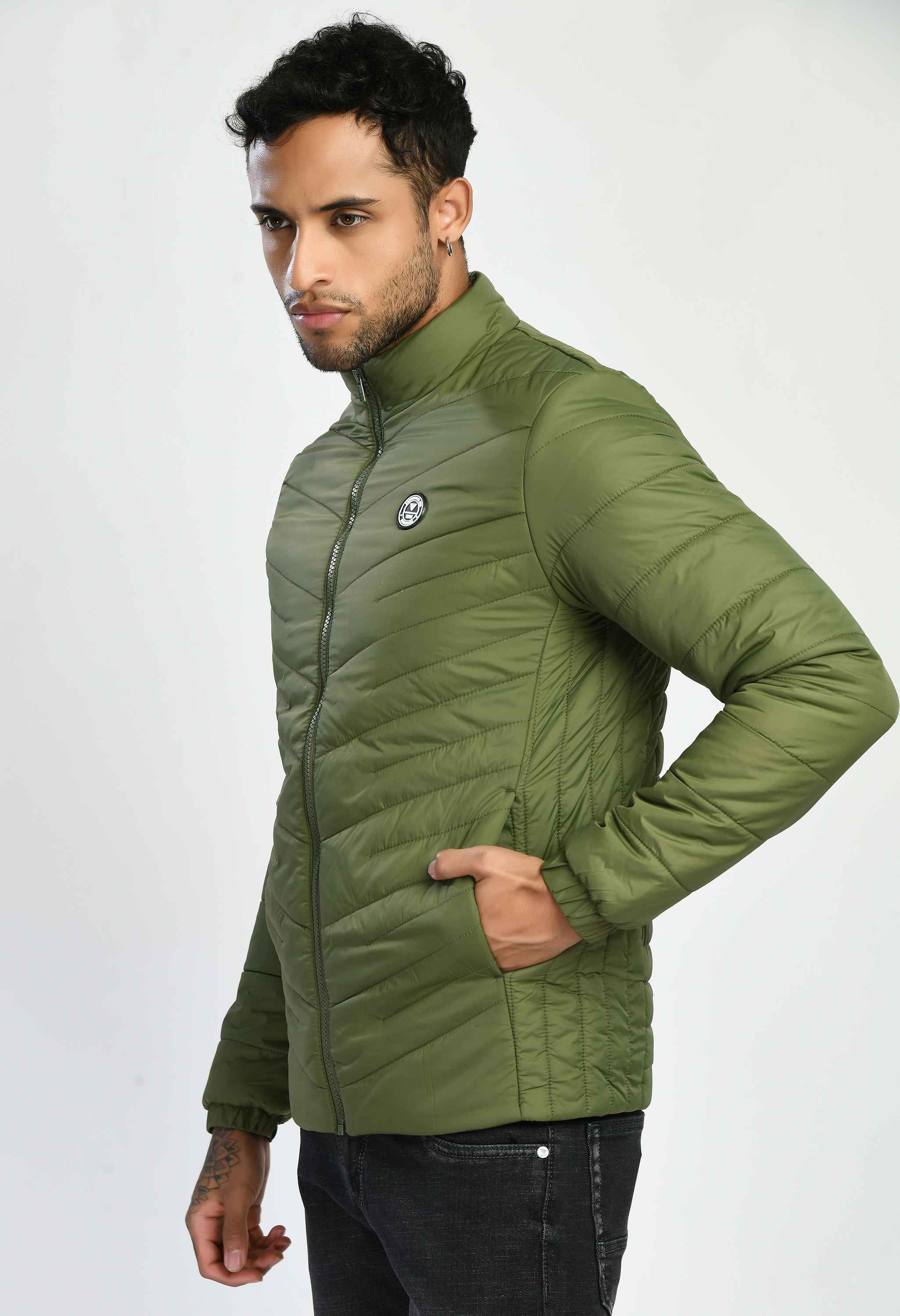 Light Olive Quilted Bomber Jacket - SQUIREHOOD