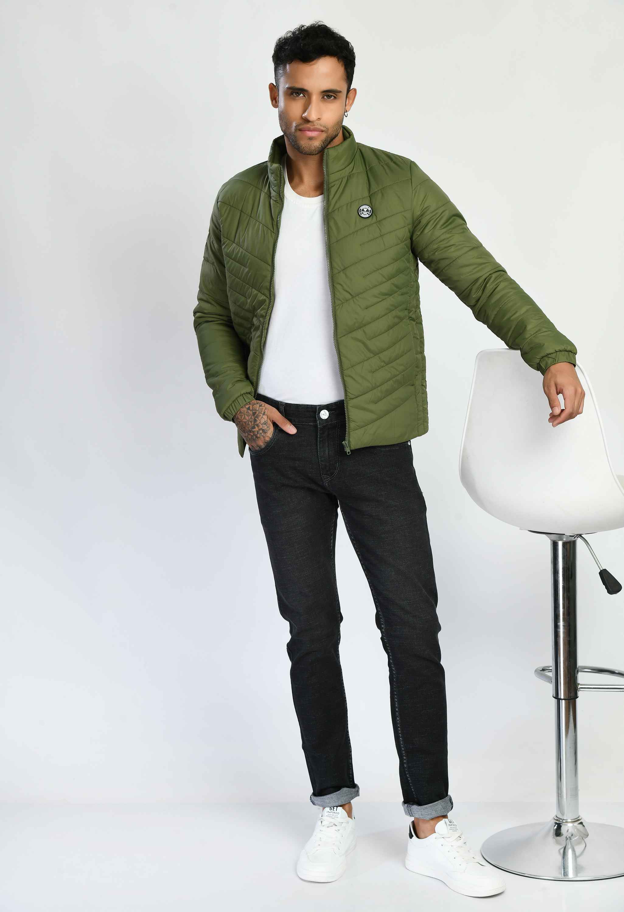 Light Olive Quilted Bomber Jacket - SQUIREHOOD