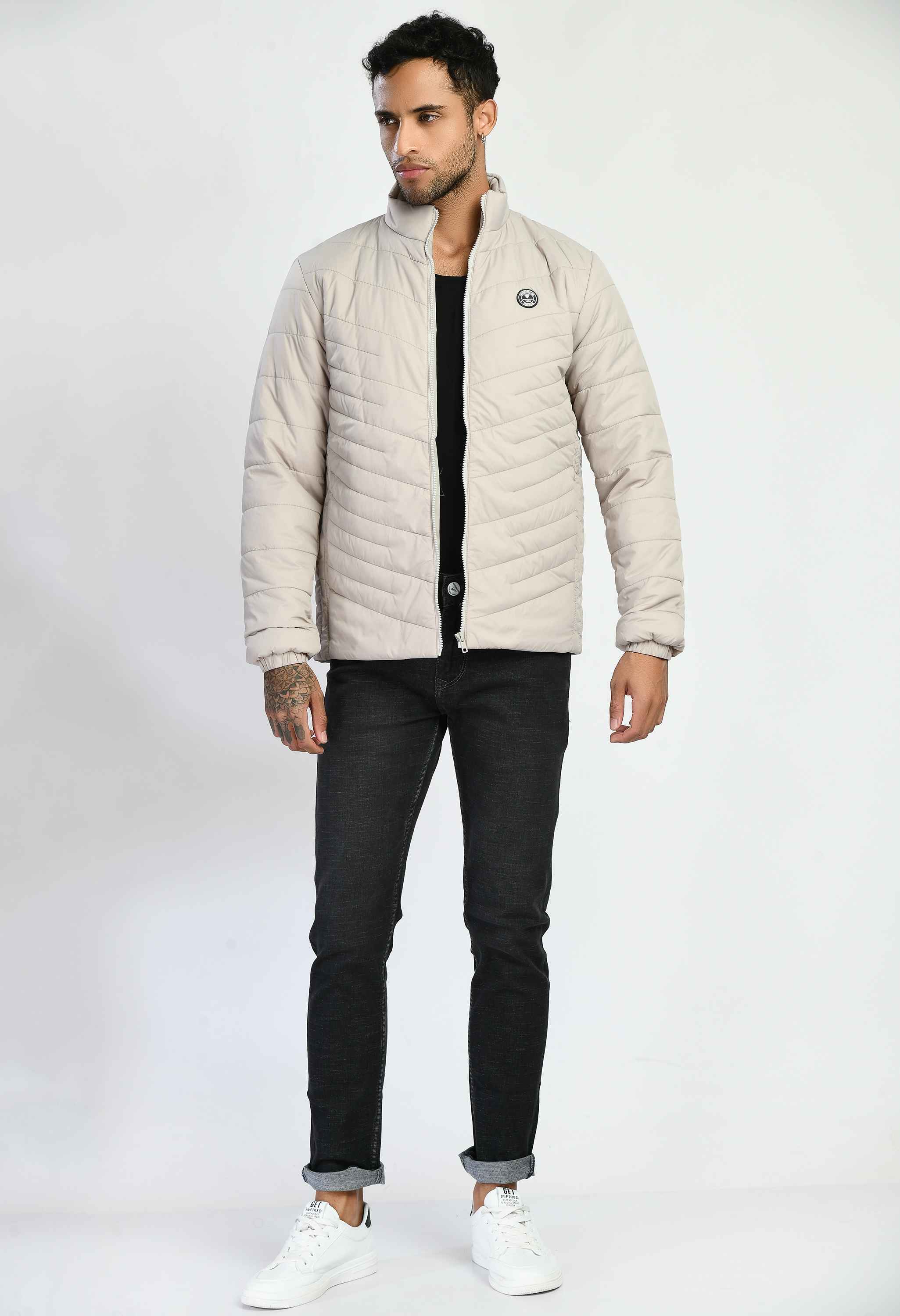 Light Gray Quilted Bomber Jacket