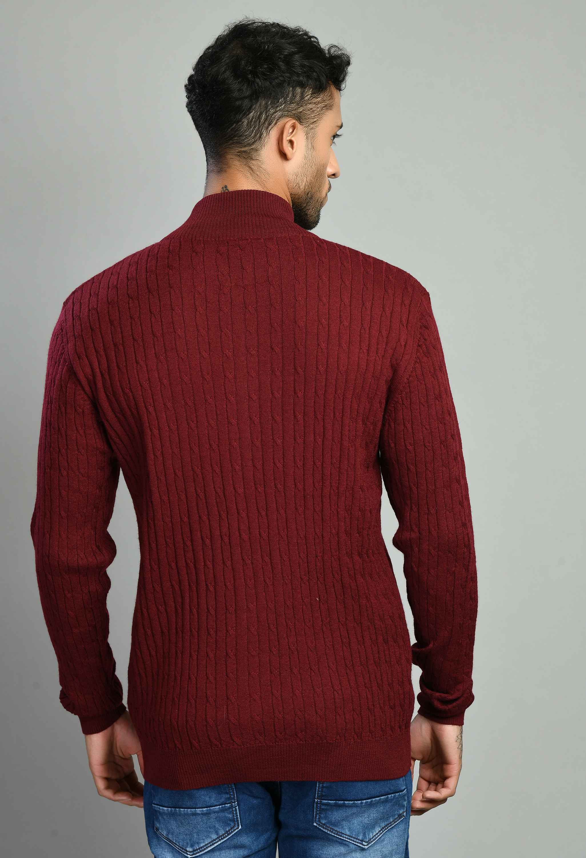 Maroon Full Zipper Sweater - SQUIREHOOD