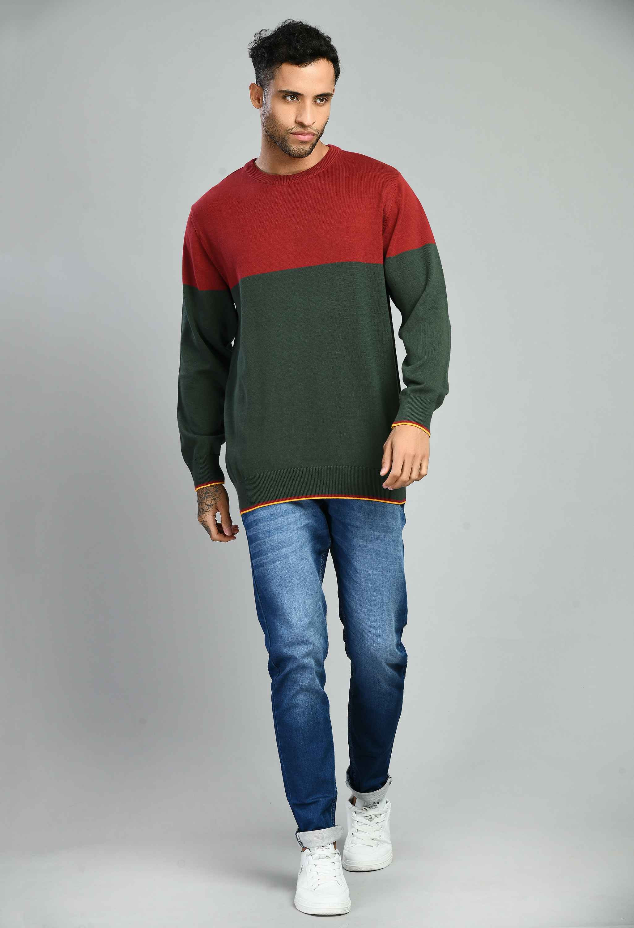 Light Olive Maroon Sweater - SQUIREHOOD