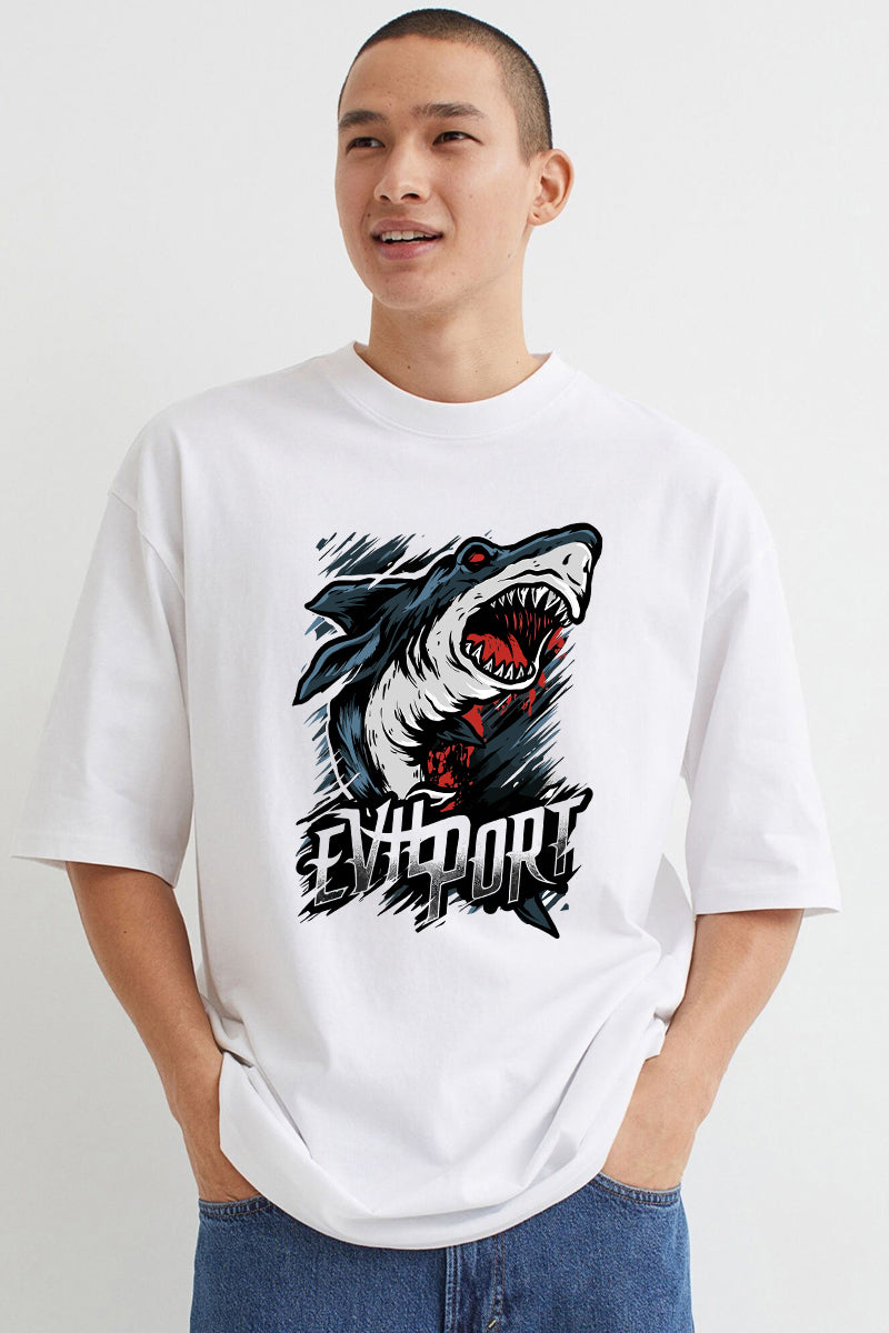 Evil Port White Over Size Tee By Squirehood - SQUIREHOOD