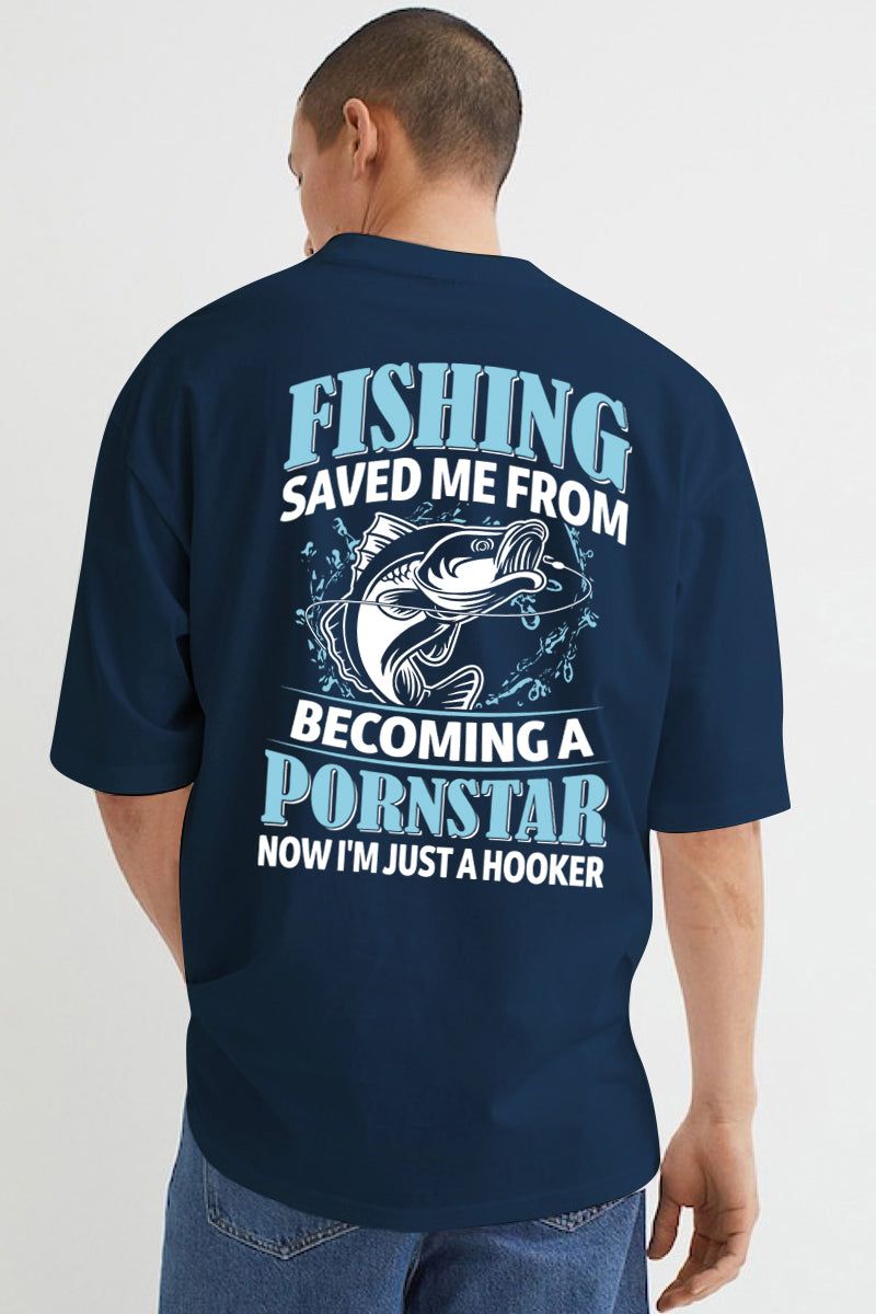 Fishing Blue Oversized T-Shirt - SQUIREHOOD