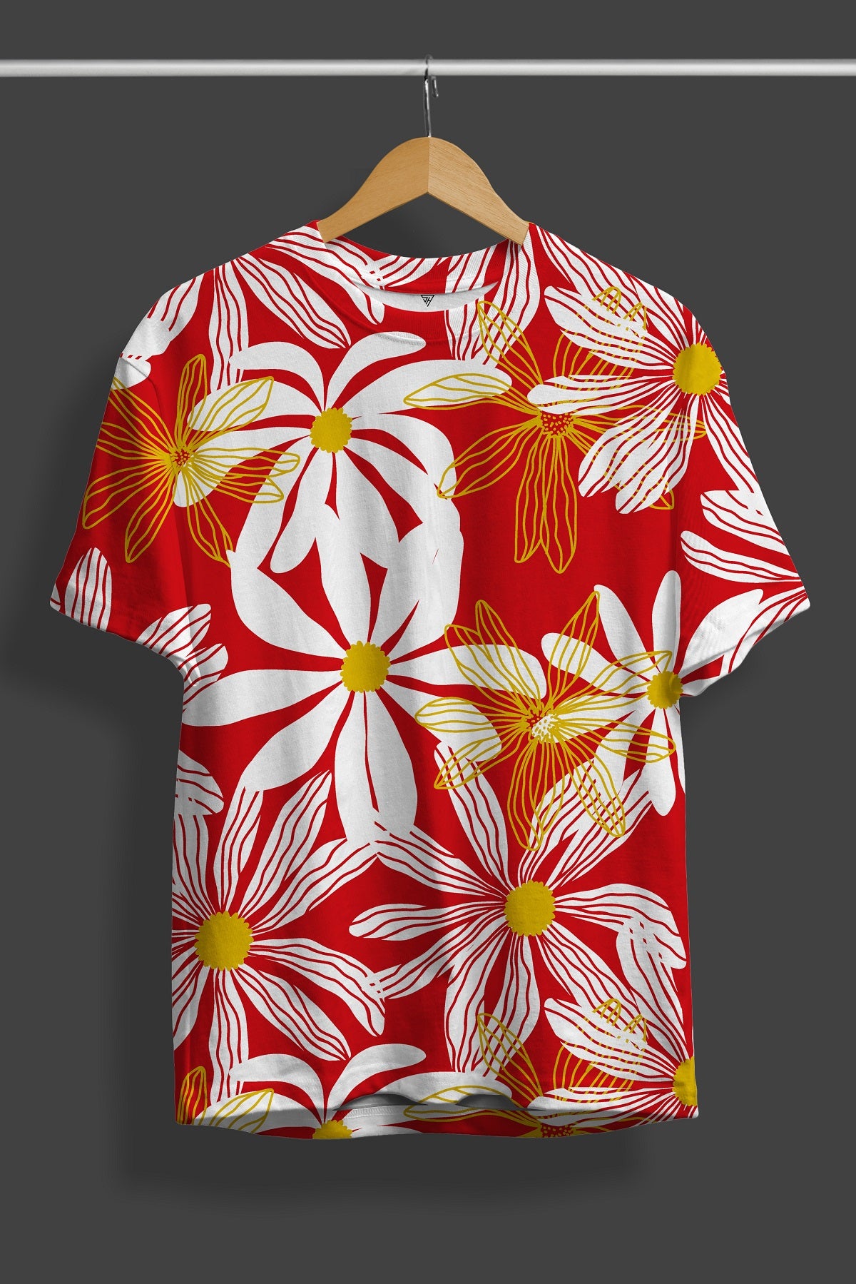 Unisex Floral Red Full Printed T-Shirt