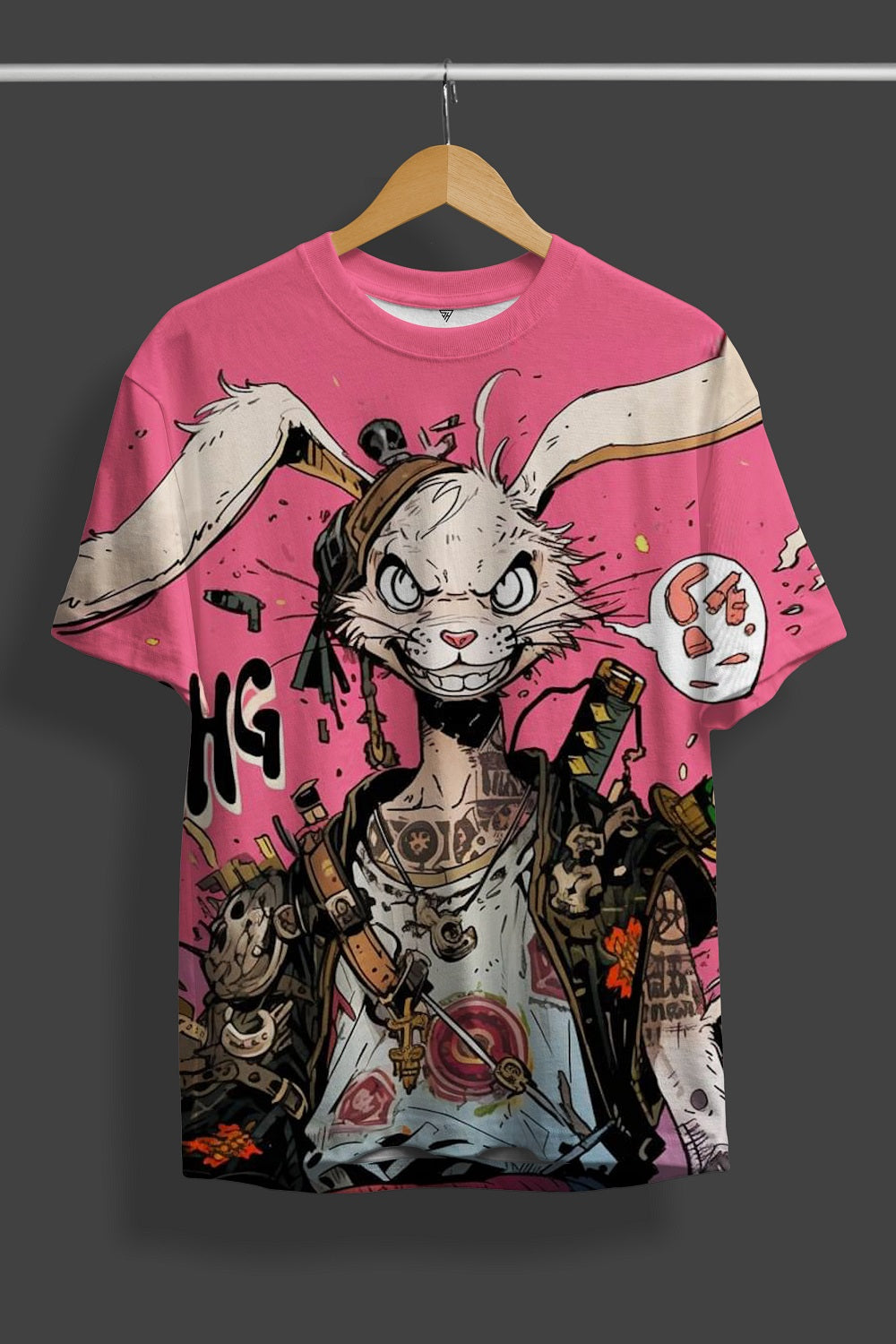 Hunter Rabbit Full Print Round Neck T-Shirt For Men 
