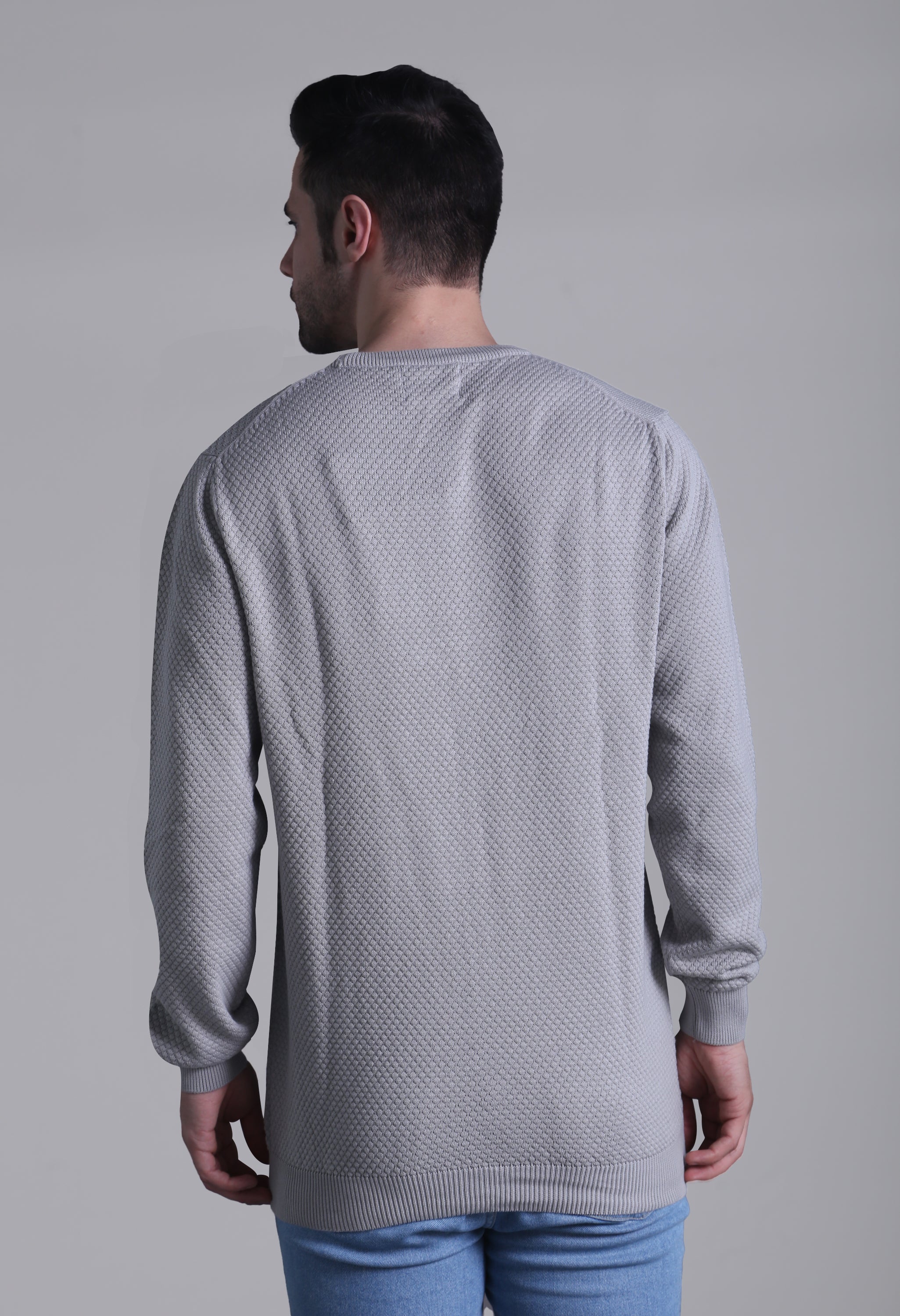 Steel Gray Solid Smart Fit Sweater - SQUIREHOOD