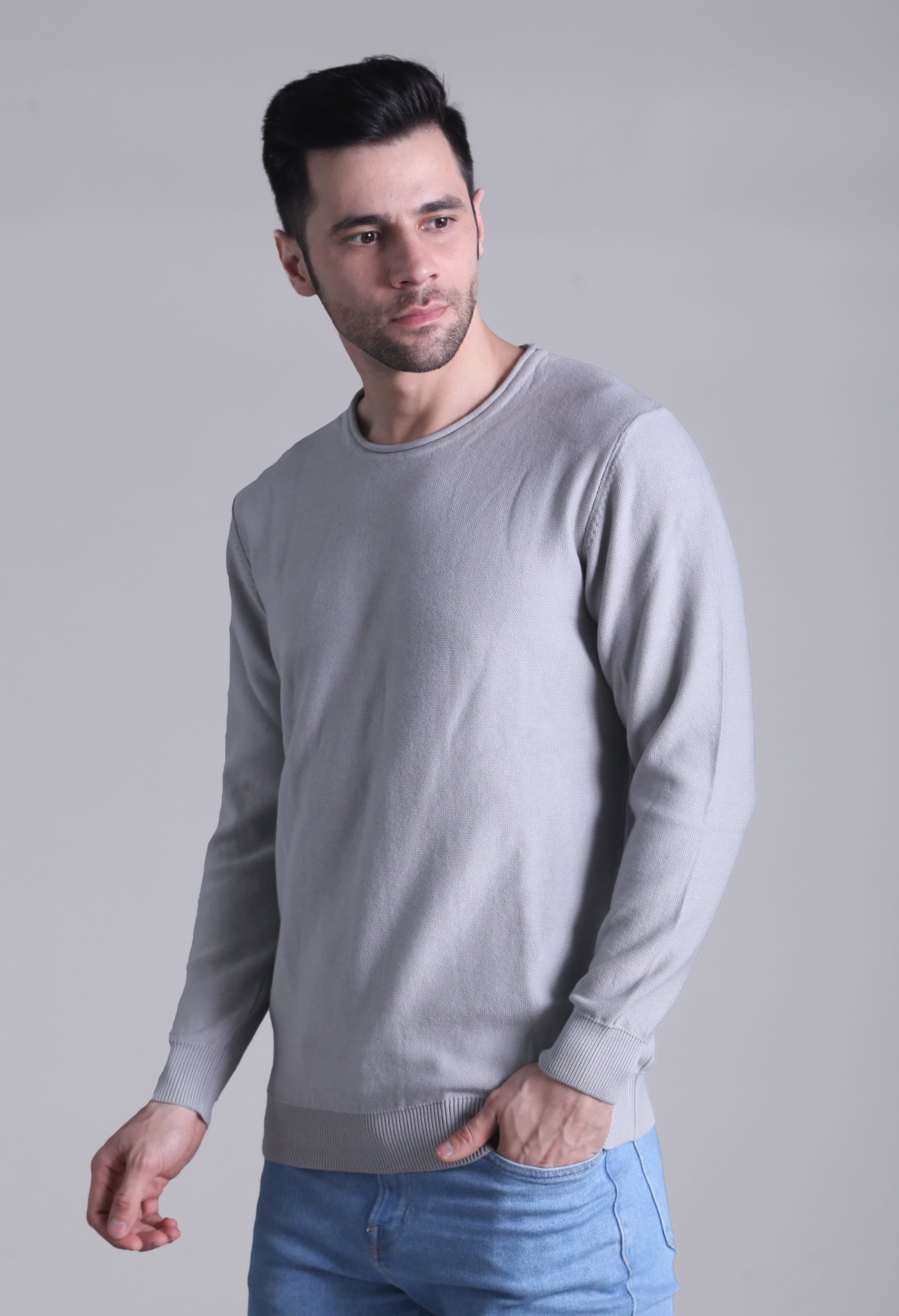 Solid Plane Gray Sweater - SQUIREHOOD