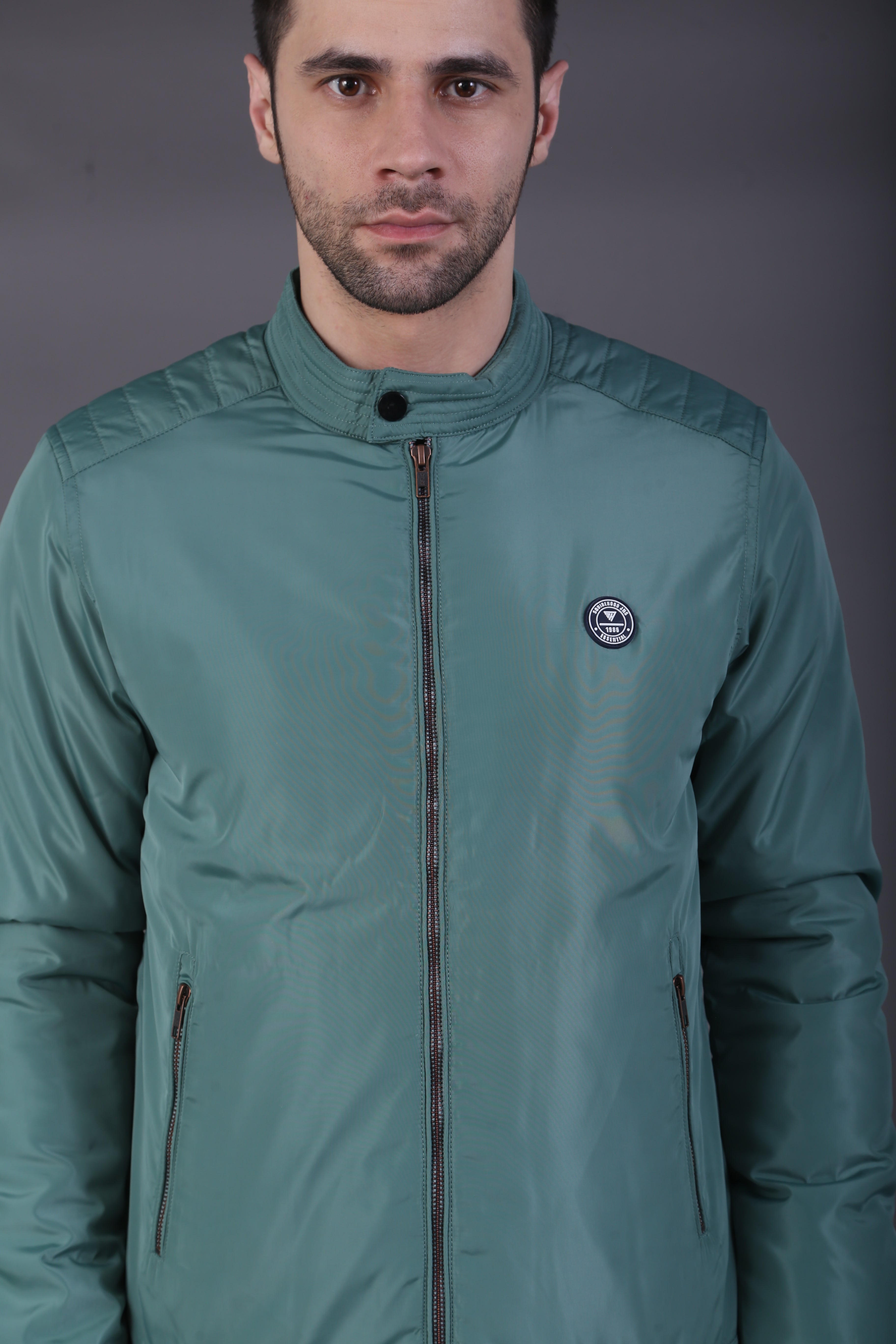 Green Mock Collor Jacket