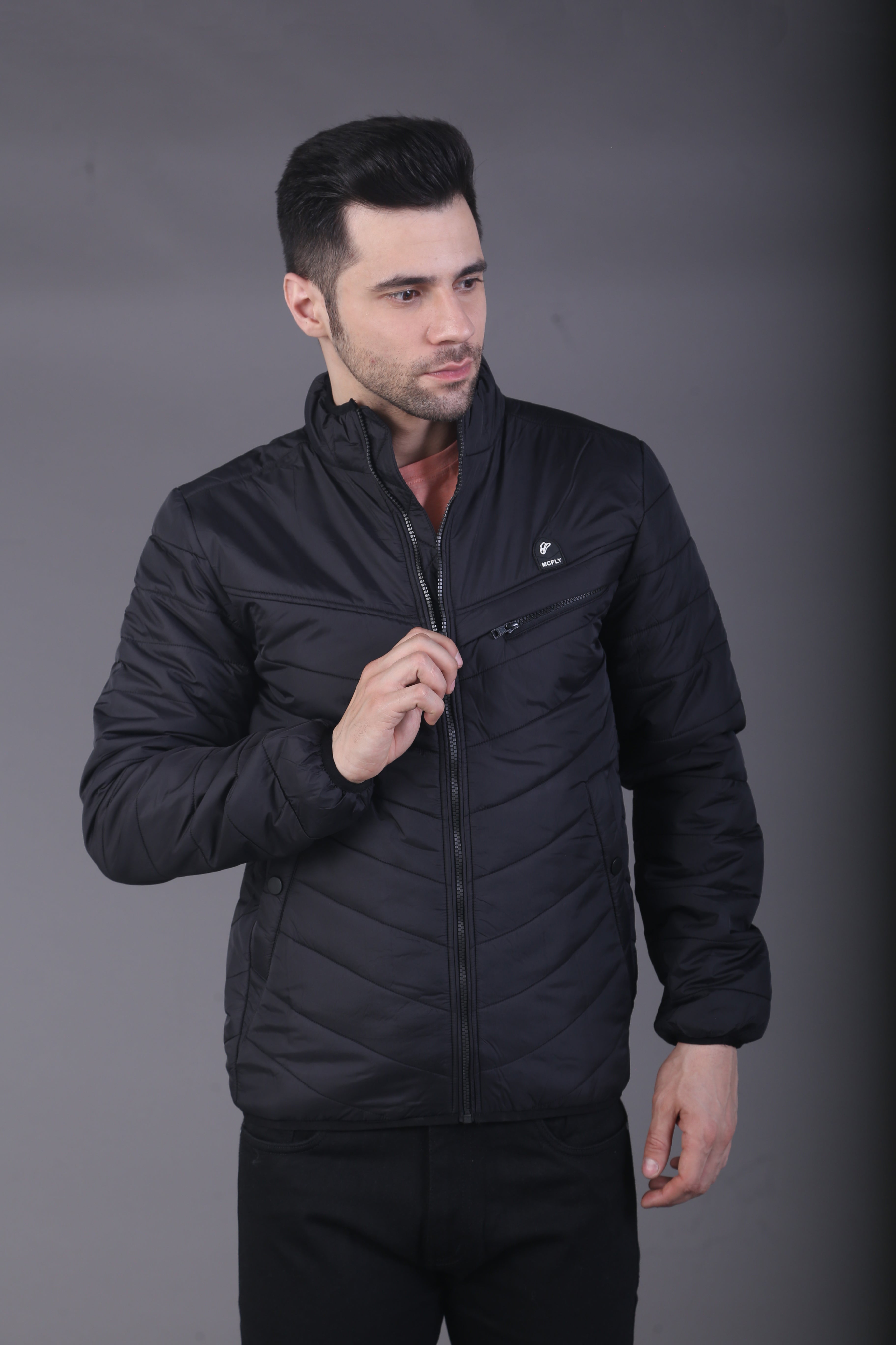 Black Mock Collor Jacket