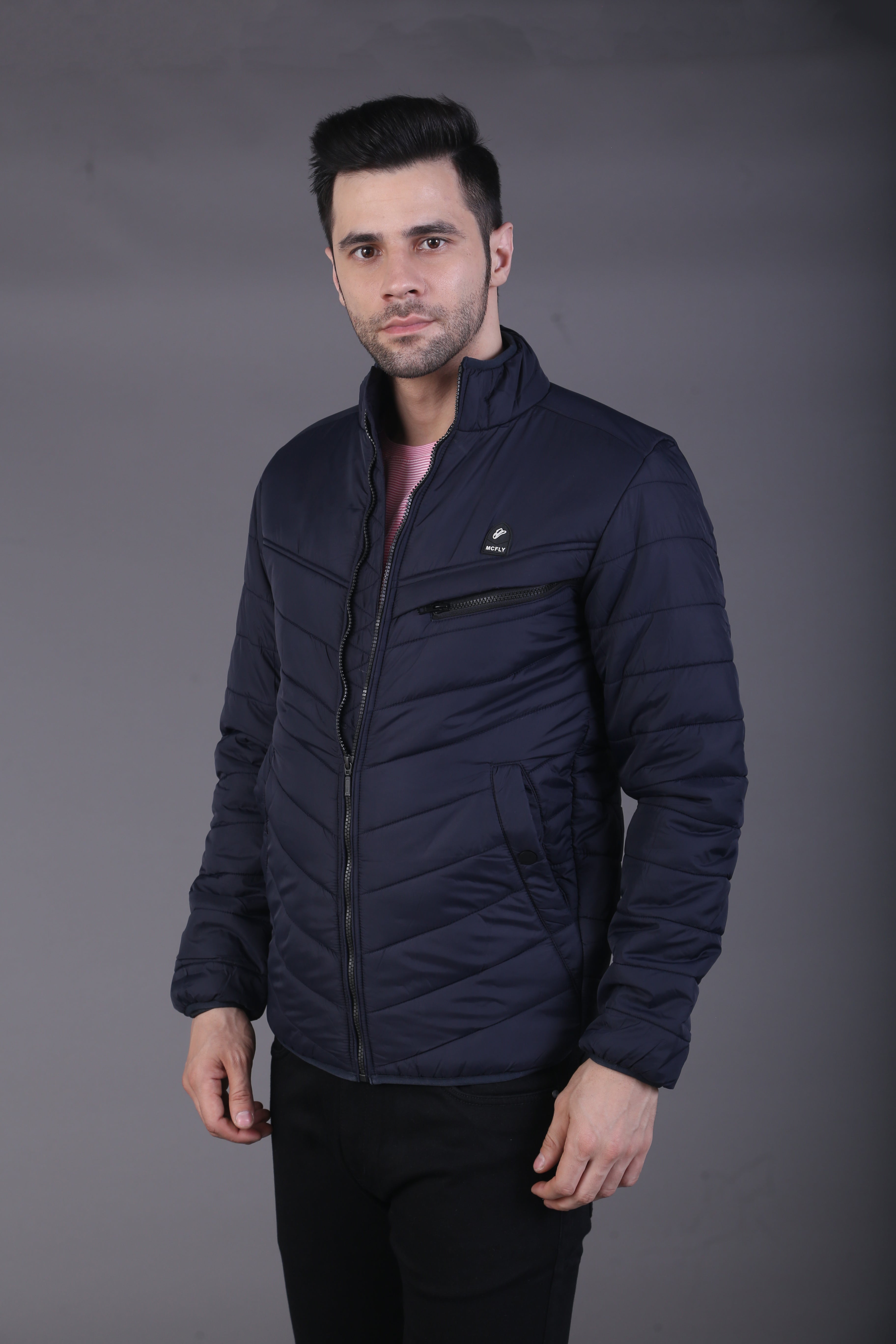 Navy Blue Mock Collor Jacket