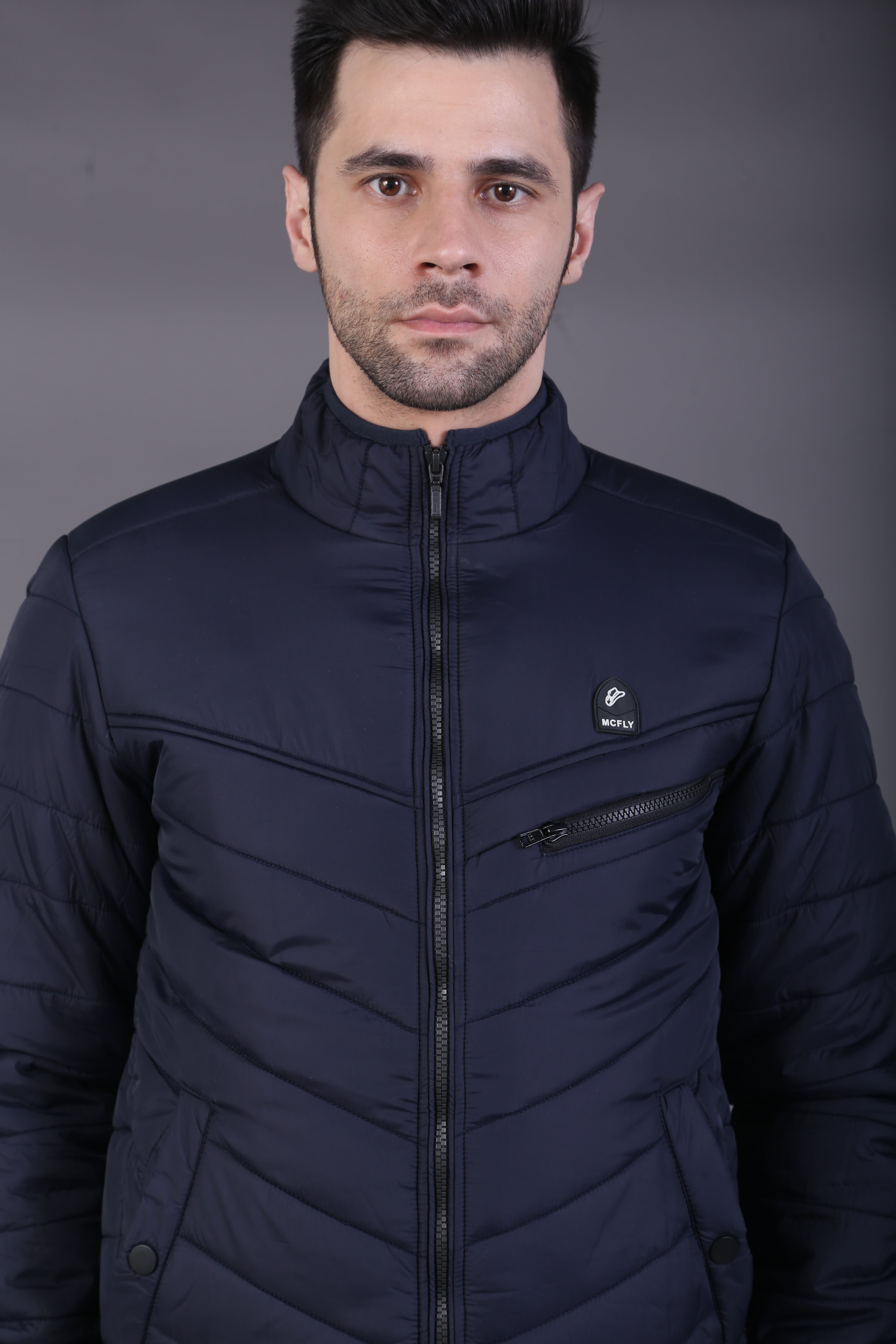 Navy Blue Mock Collor Jacket