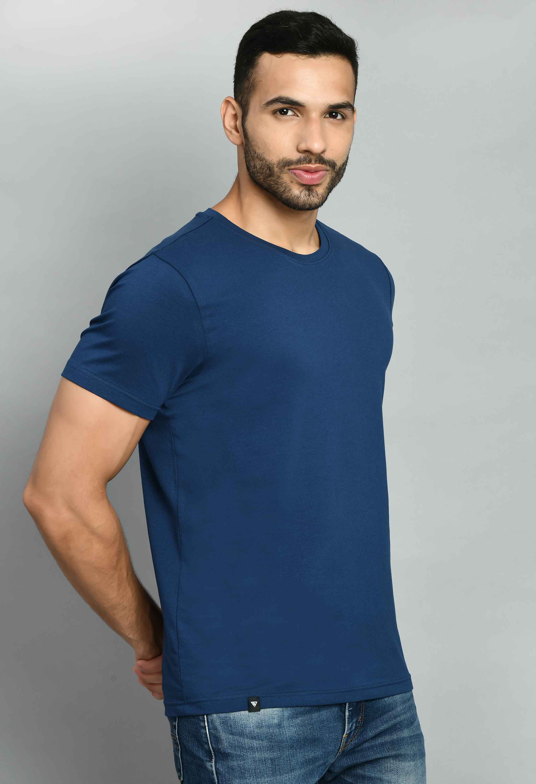 Men's Blue Round Neck T-Shirt for Men