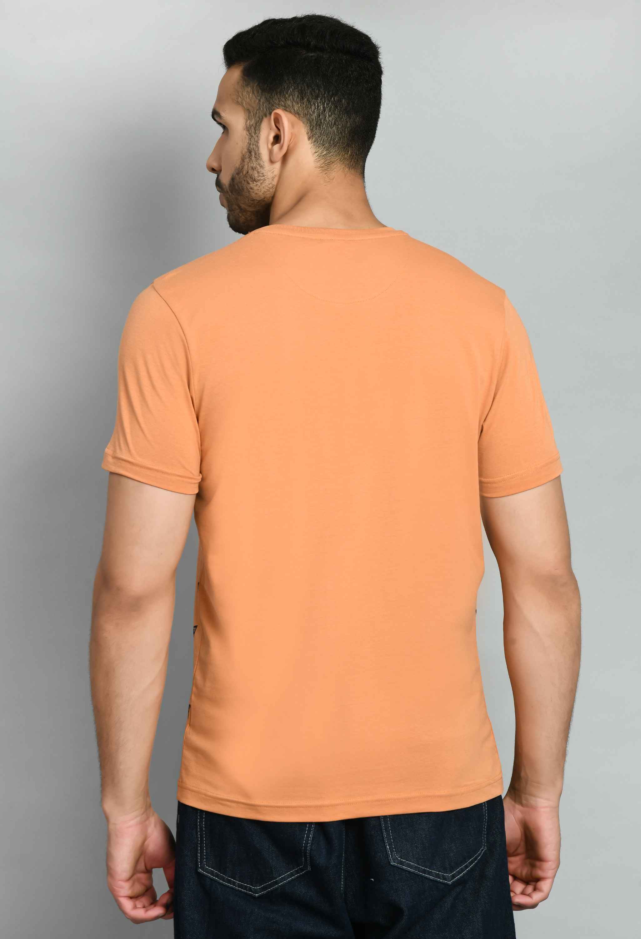 Men's Light Orange Printed T-Shirt