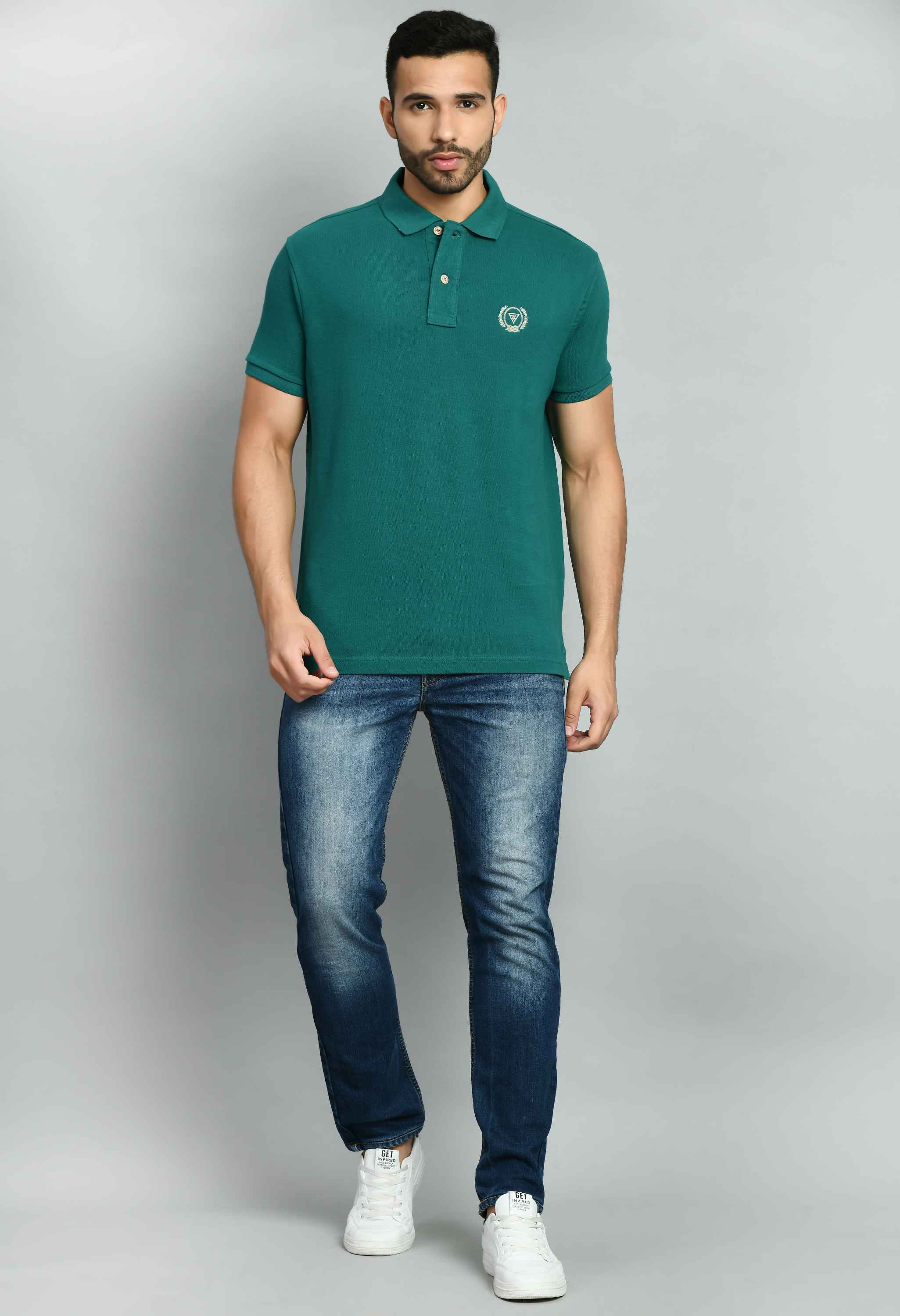 Men's Plain B. Green Polo Collar T-Shirt - SQUIREHOOD