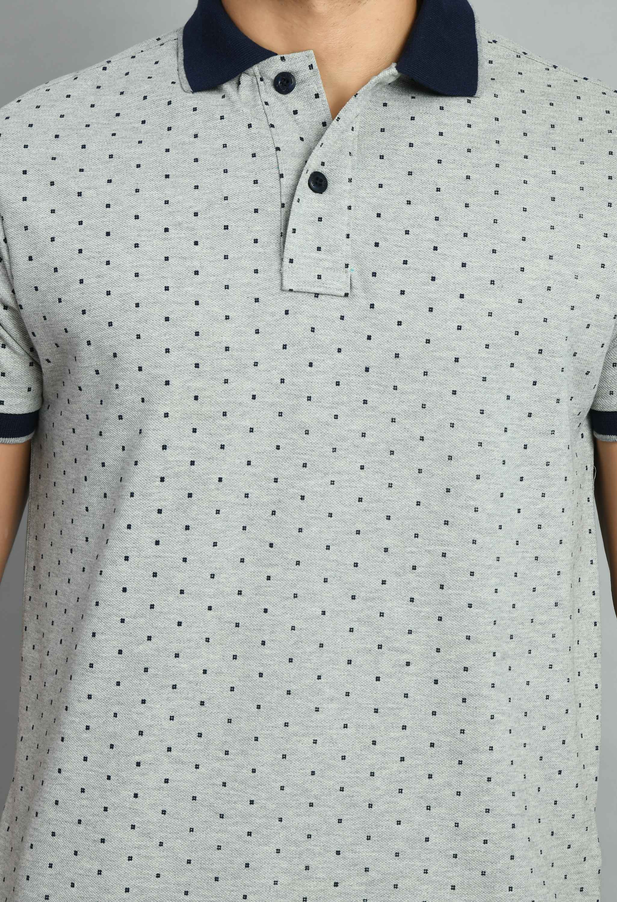 Men's Printed Gray Smart Fit Polo Tees - SQUIREHOOD