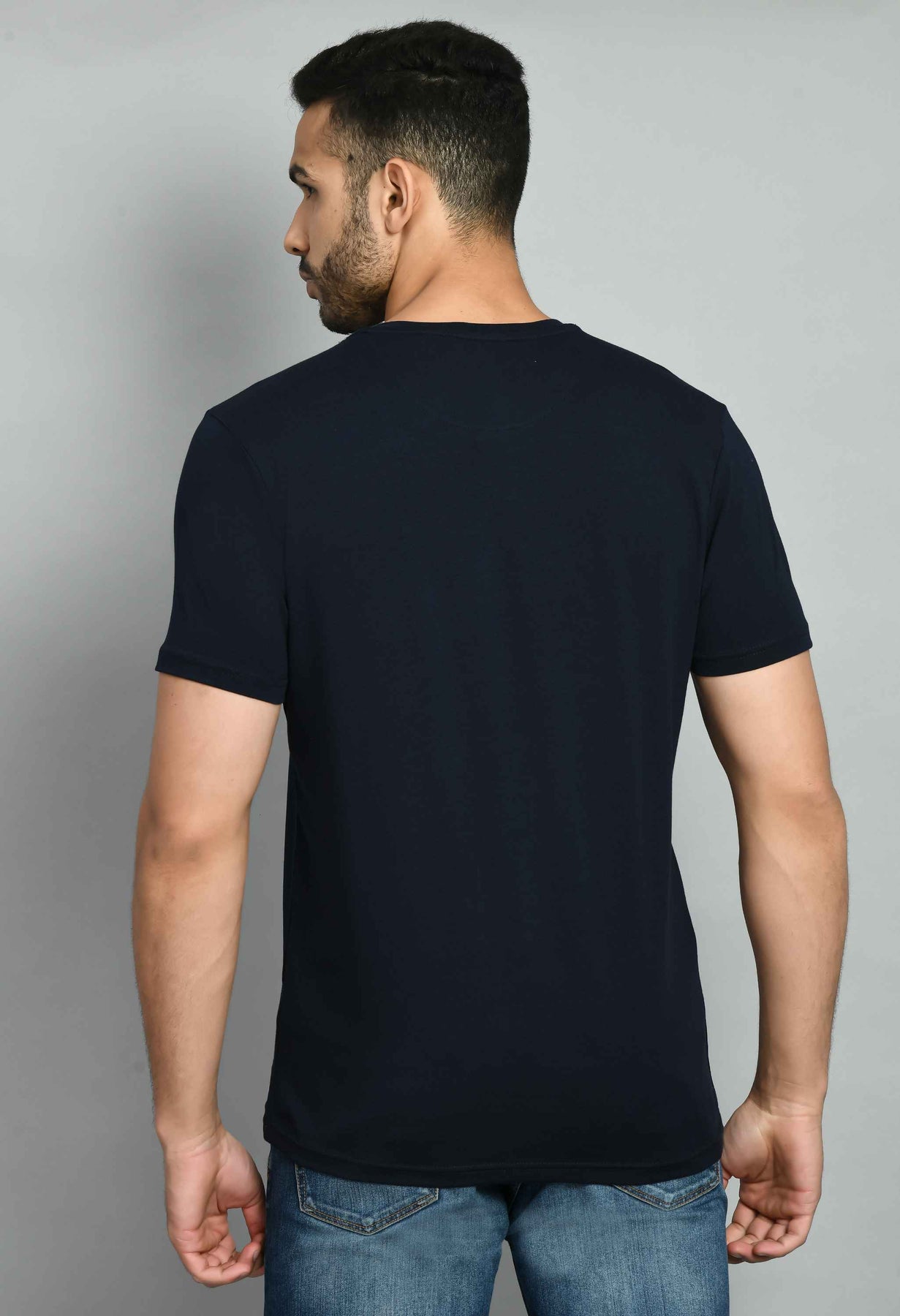 Men's Solid Navy Blue Crew Neck T-Shirt – SQUIREHOOD