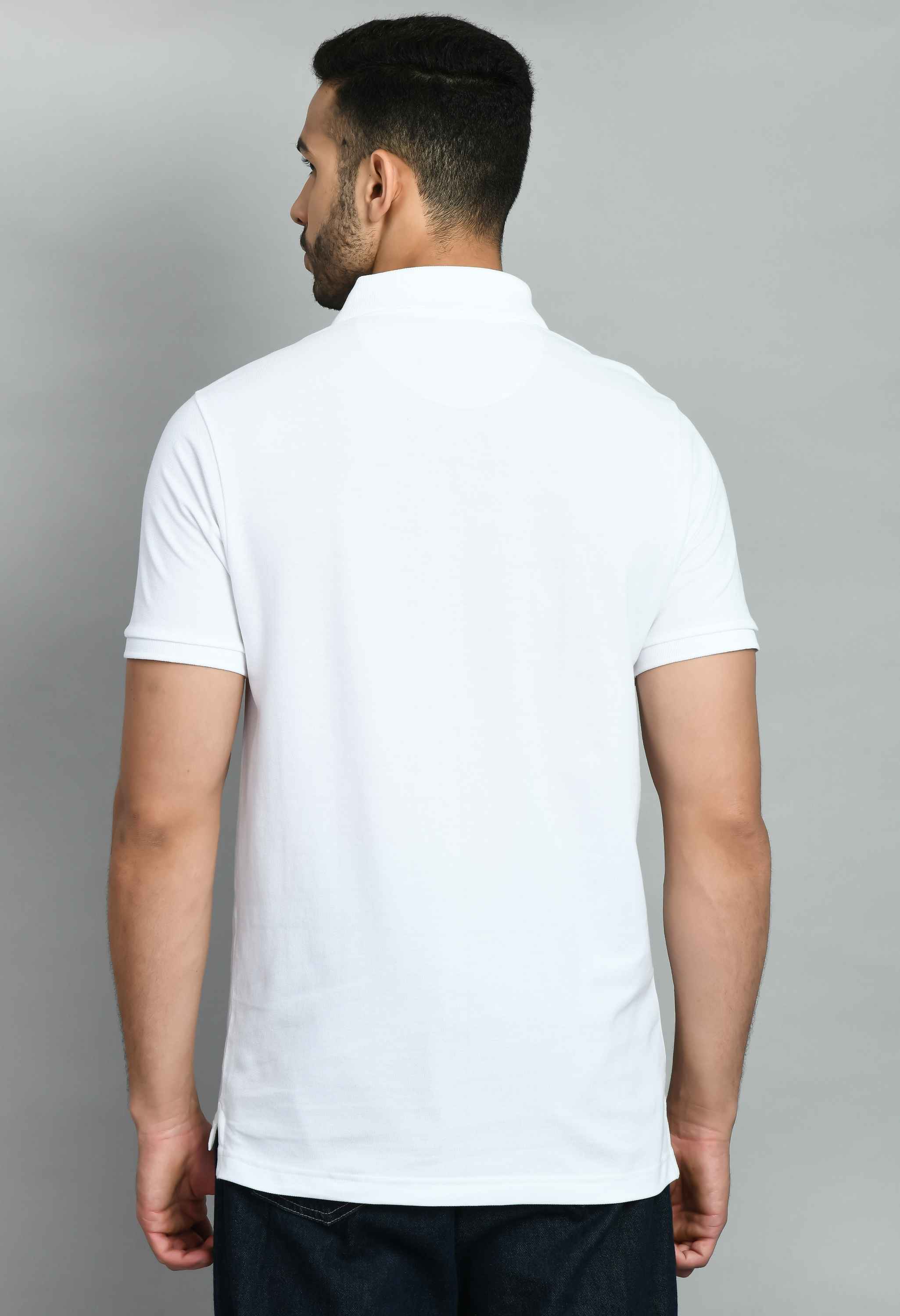 Men's Solid White Polo T-Shirt - SQUIREHOOD