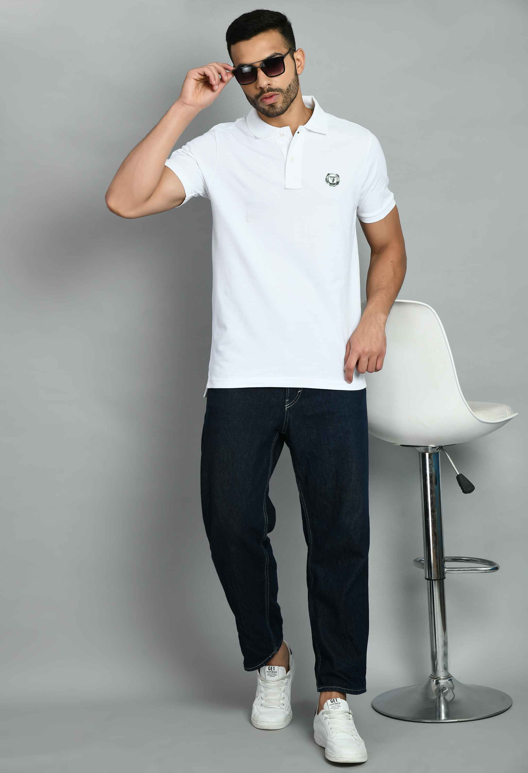Men's Solid White Polo T-Shirt - SQUIREHOOD