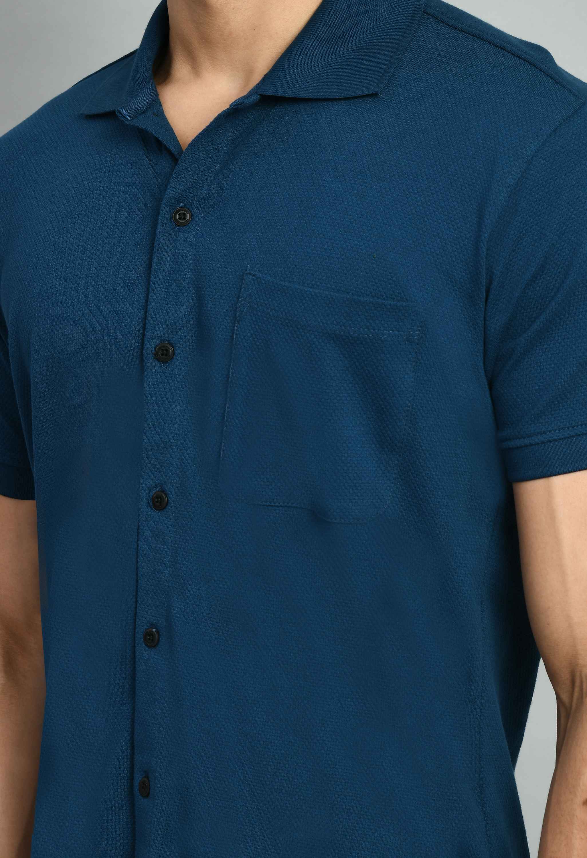Men's Tint Blue Solid Casual Shirt