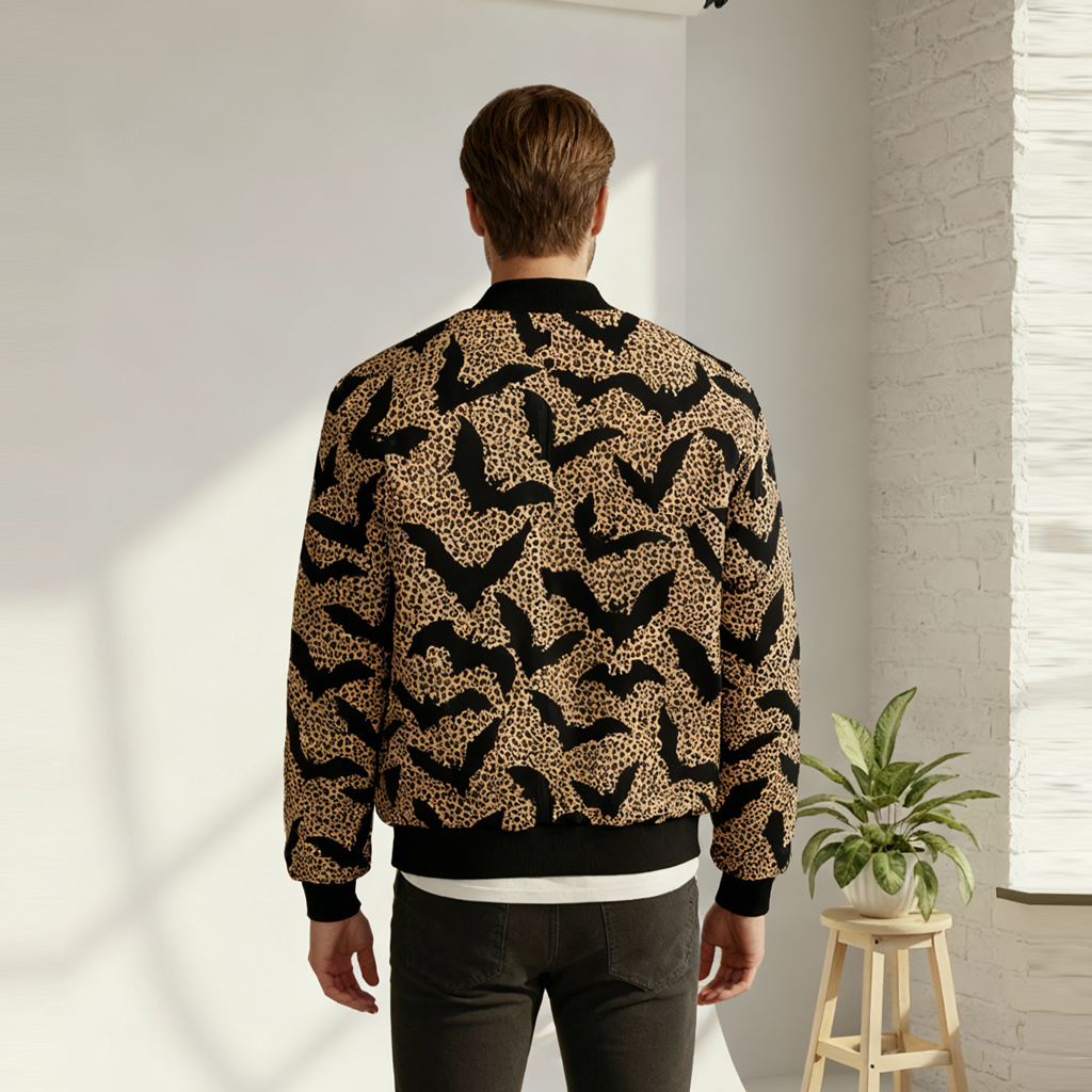 Men's Bat Printed Bomber Jacket
