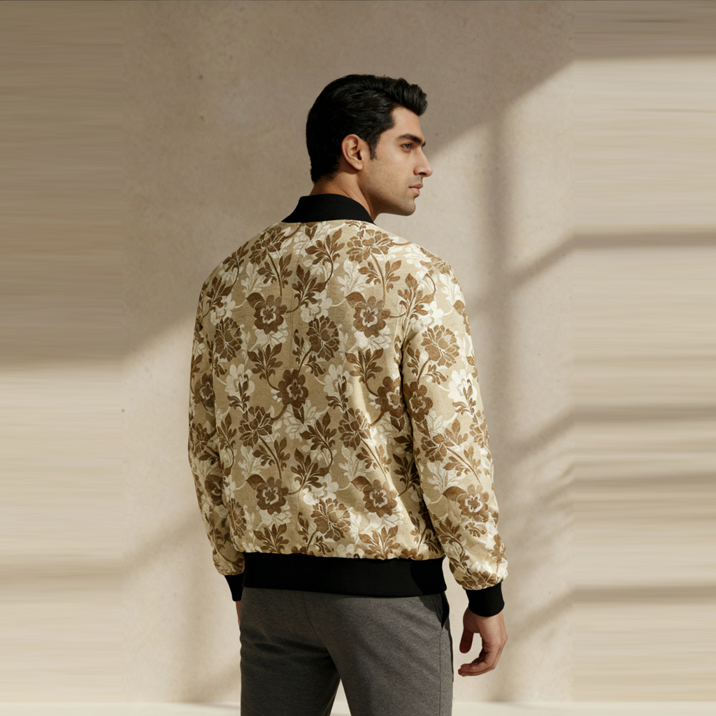 Men's Classic Floral Art Print Bomber Jacket