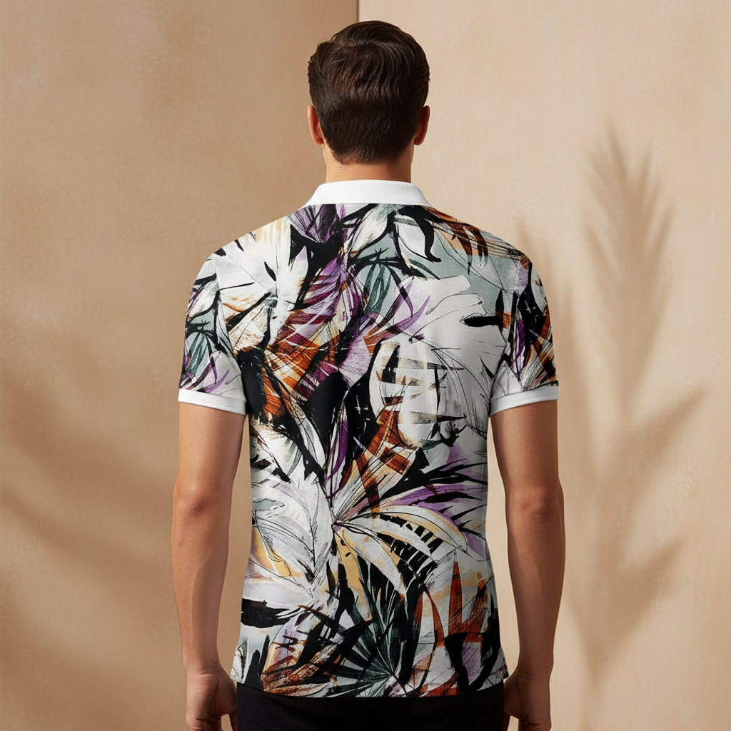 Rust Floral Polo T-Shirt