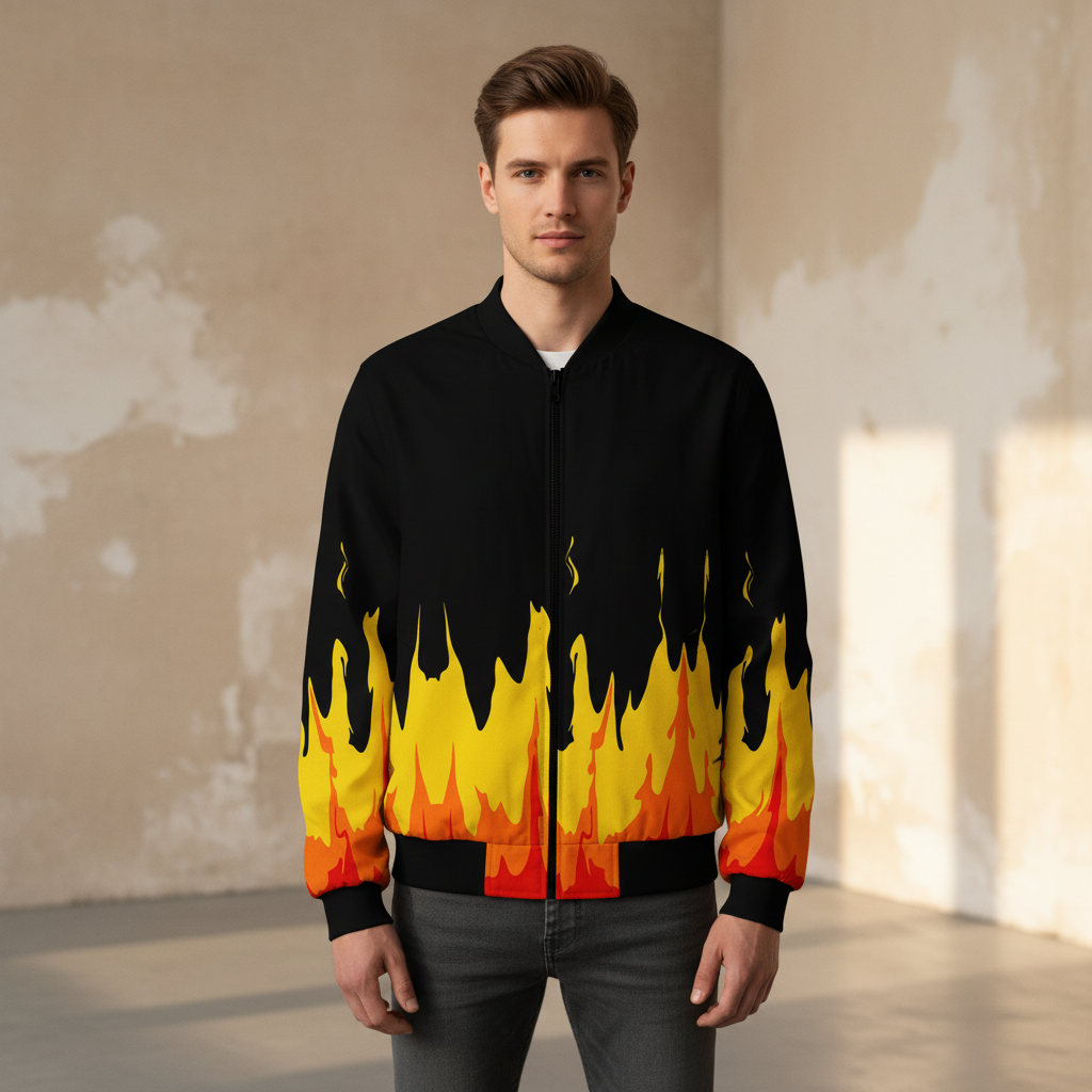 Fire Pattern Jacket The Fire Print Bomber Jacket – SQUIREHOOD